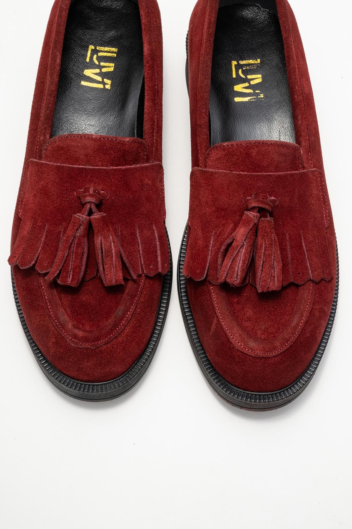 Milina - Burgundy Tassel Genuine Leather Loafer (Women)