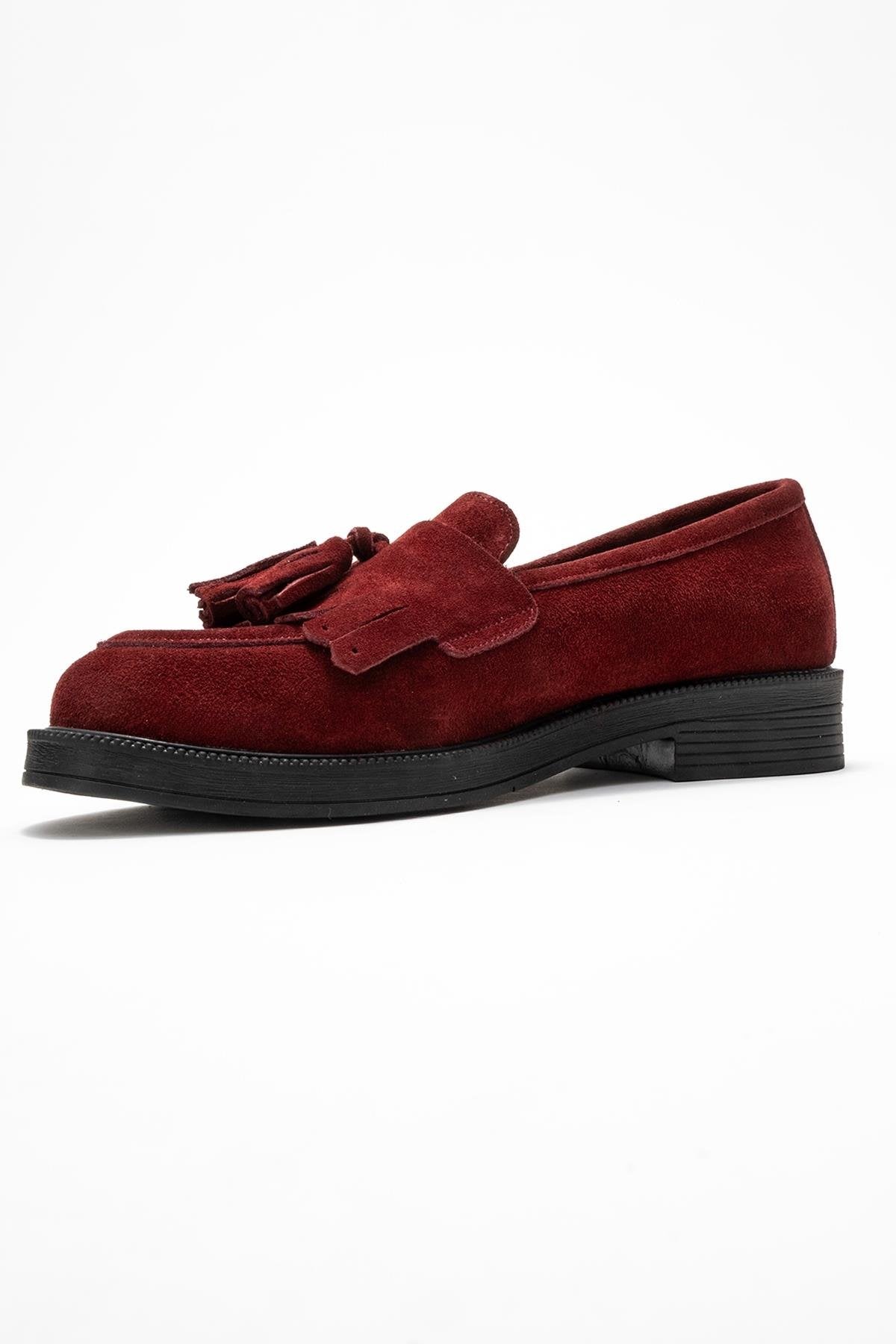 Milina - Burgundy Tassel Genuine Leather Loafer (Women)