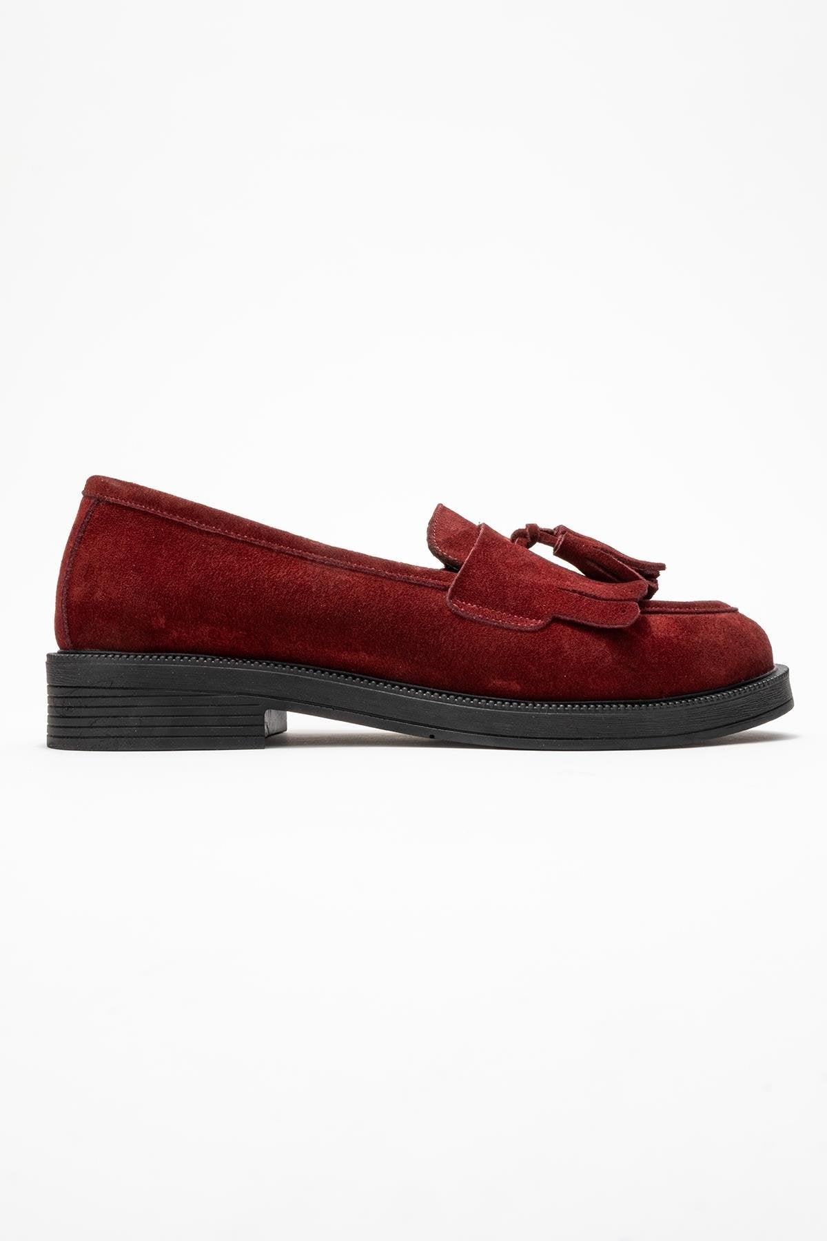 Milina - Burgundy Tassel Genuine Leather Loafer (Women)