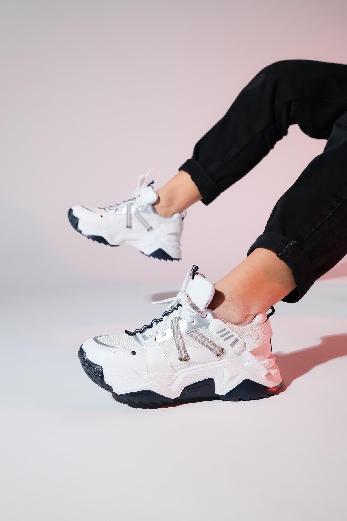 Maggie - White-Navy Sport Sneaker (Women)