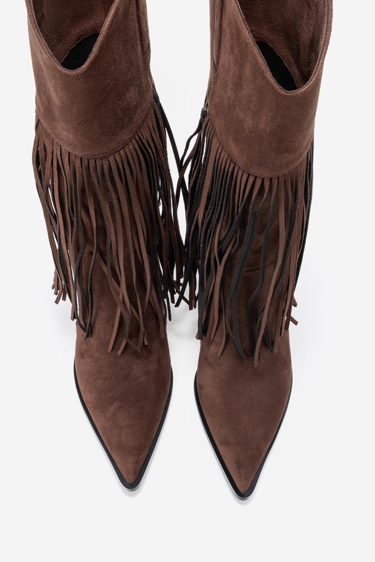 Gueras - Brown Pointed Toe High Heel Boot (Women)