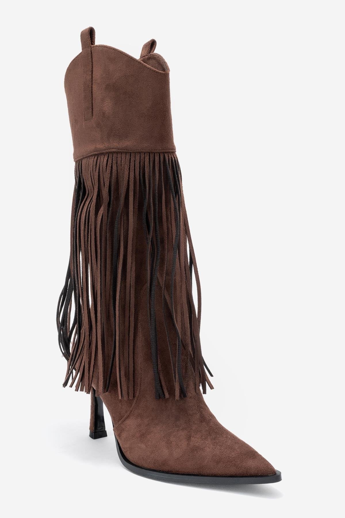 Gueras - Brown Pointed Toe High Heel Boot (Women)