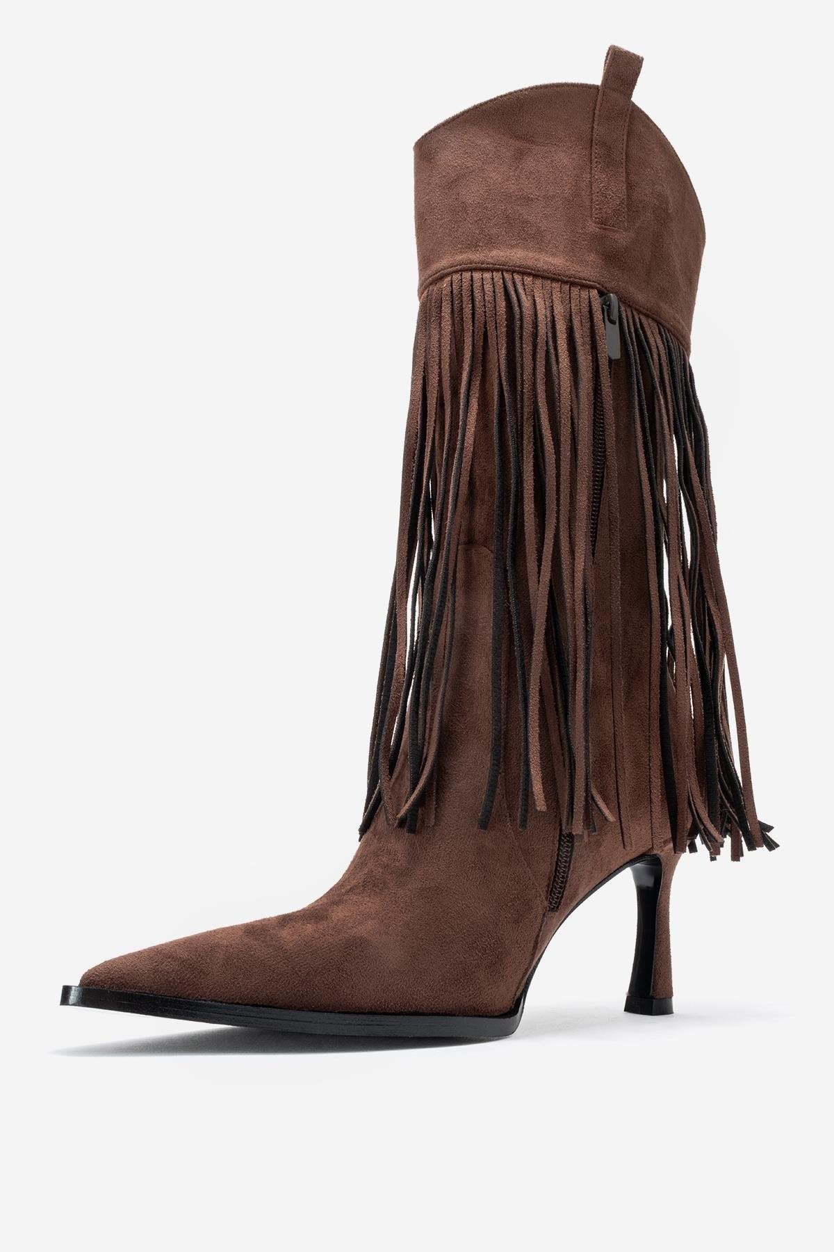 Gueras - Brown Pointed Toe High Heel Boot (Women)