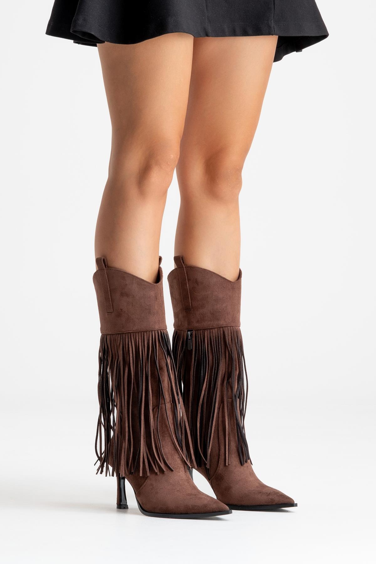 Gueras - Brown Pointed Toe High Heel Boot (Women)