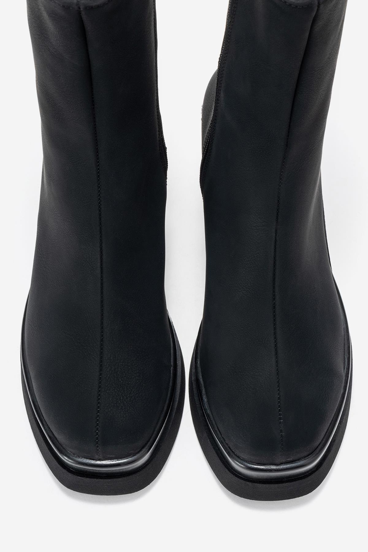 Valen - Black Platform Heel Boot (Women)