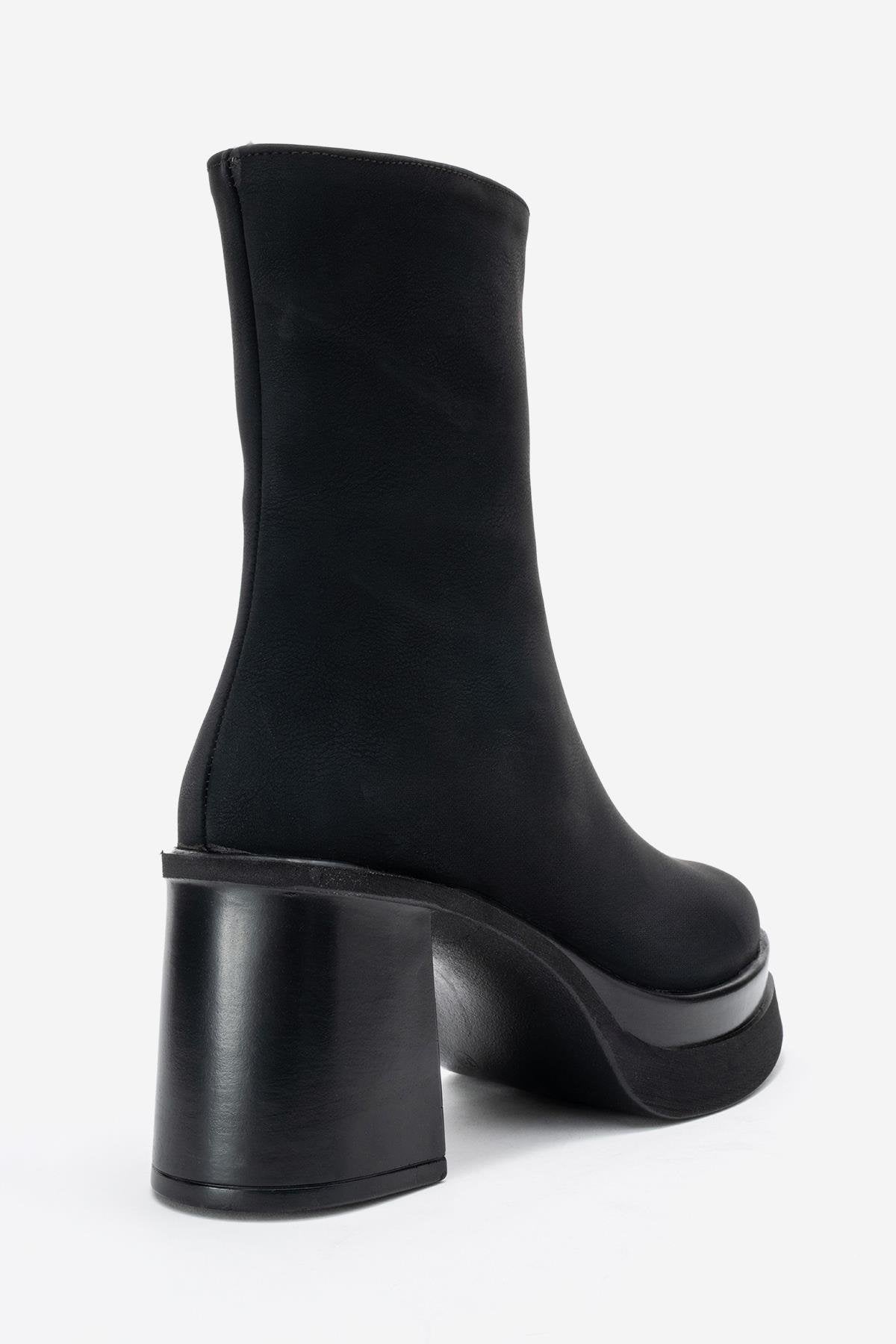Valen - Black Platform Heel Boot (Women)