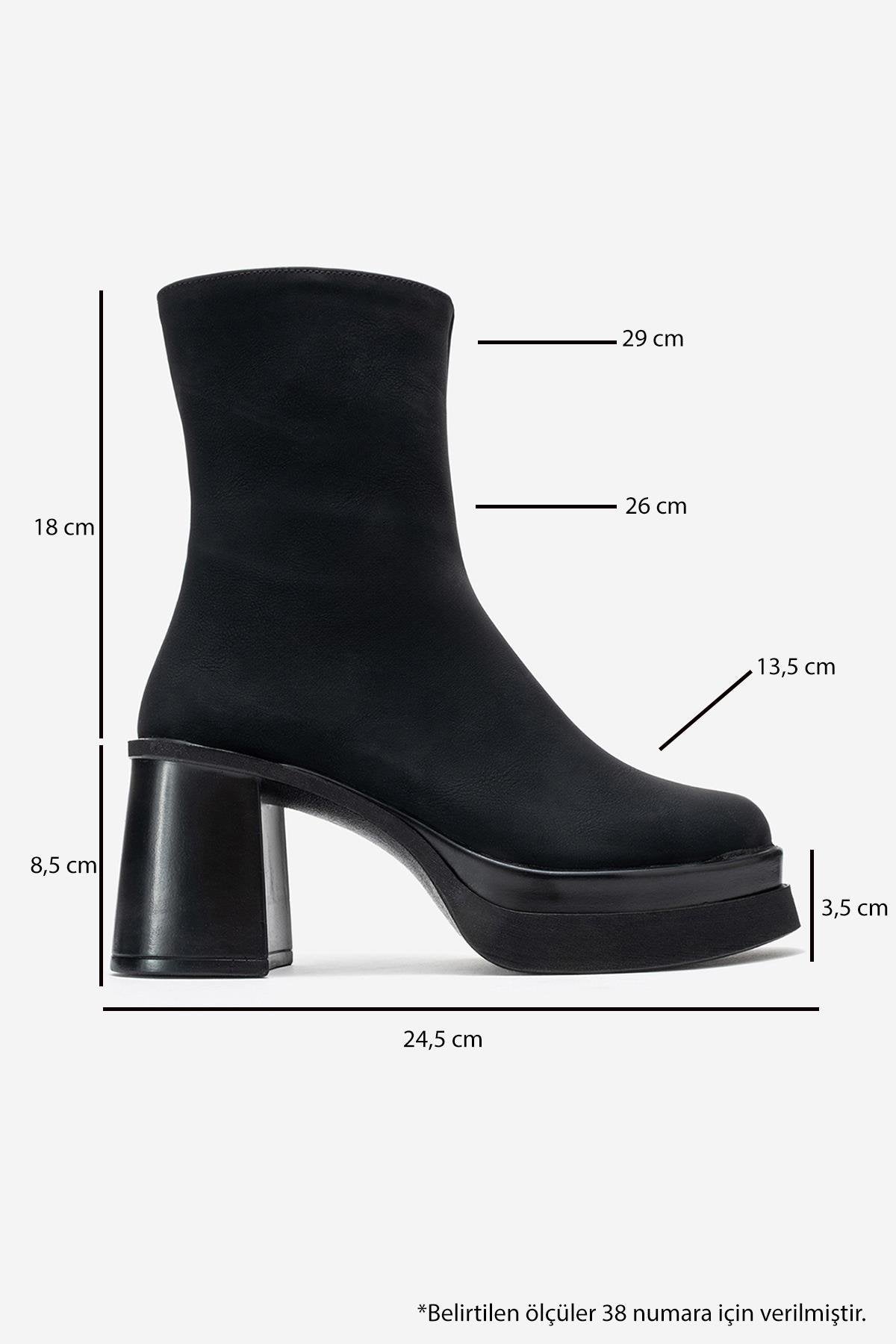 Valen - Black Platform Heel Boot (Women)