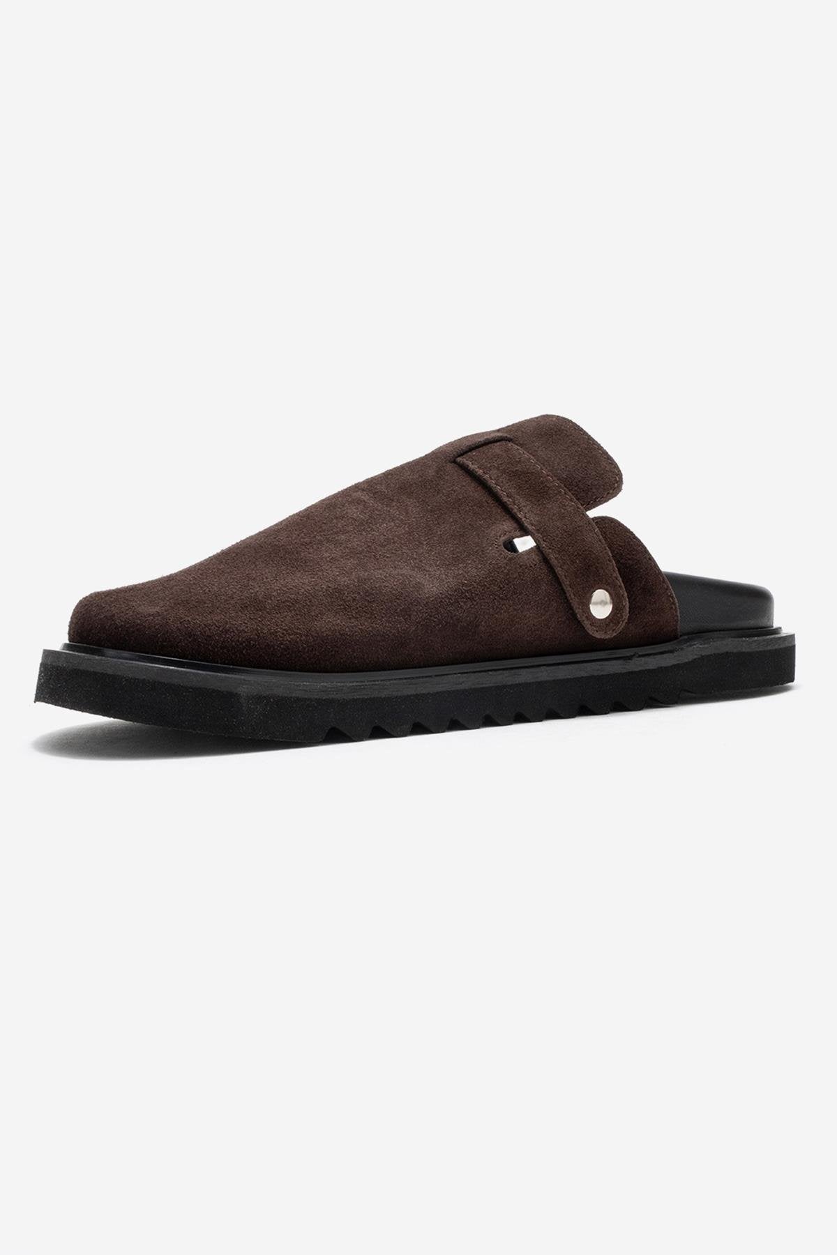 Vesta - Brown Buckle-Detail Genuine Leather Closed-Toe Mule (Women)