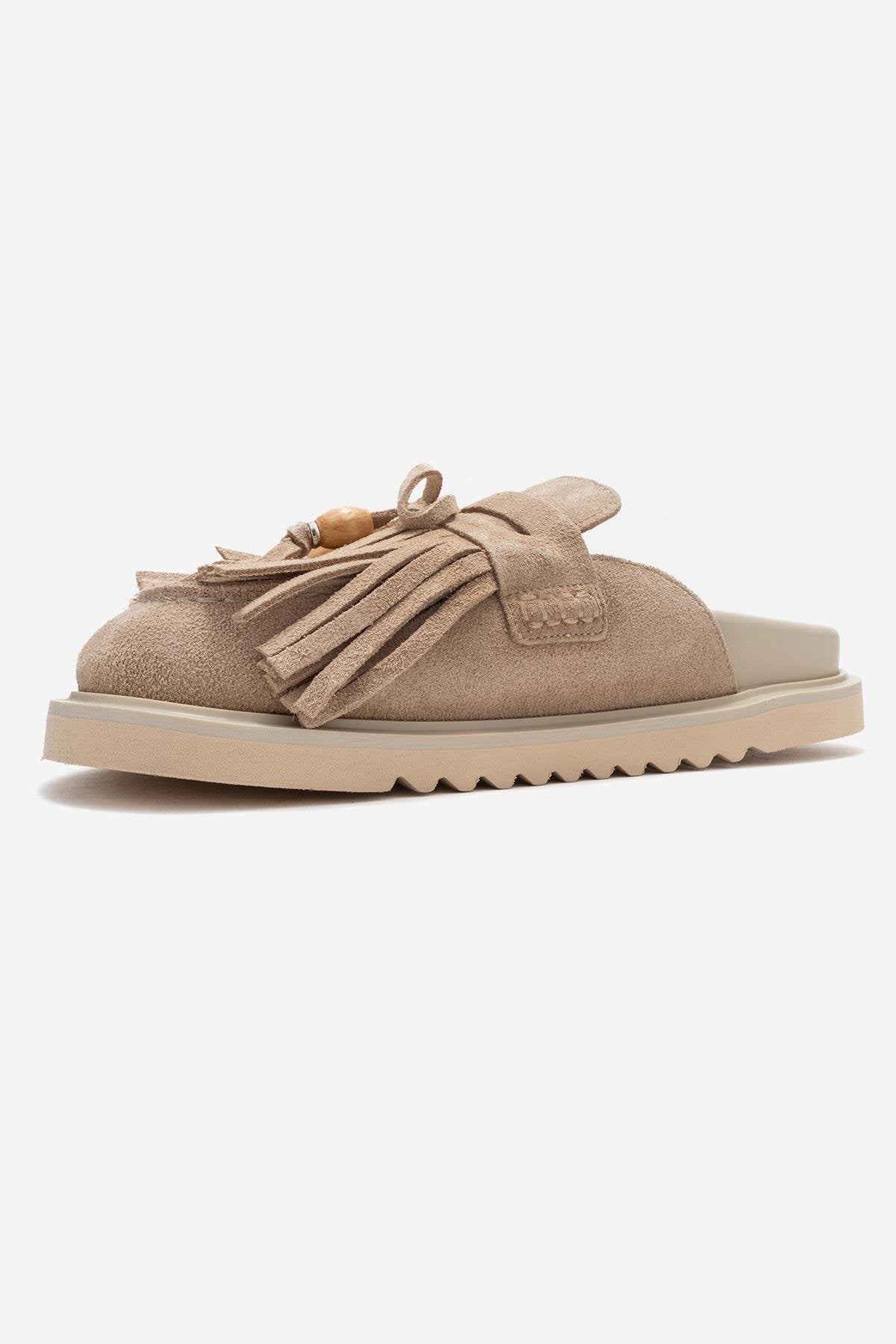 Carol - Beige Genuine Leather Closed-Toe Slipper (Women)