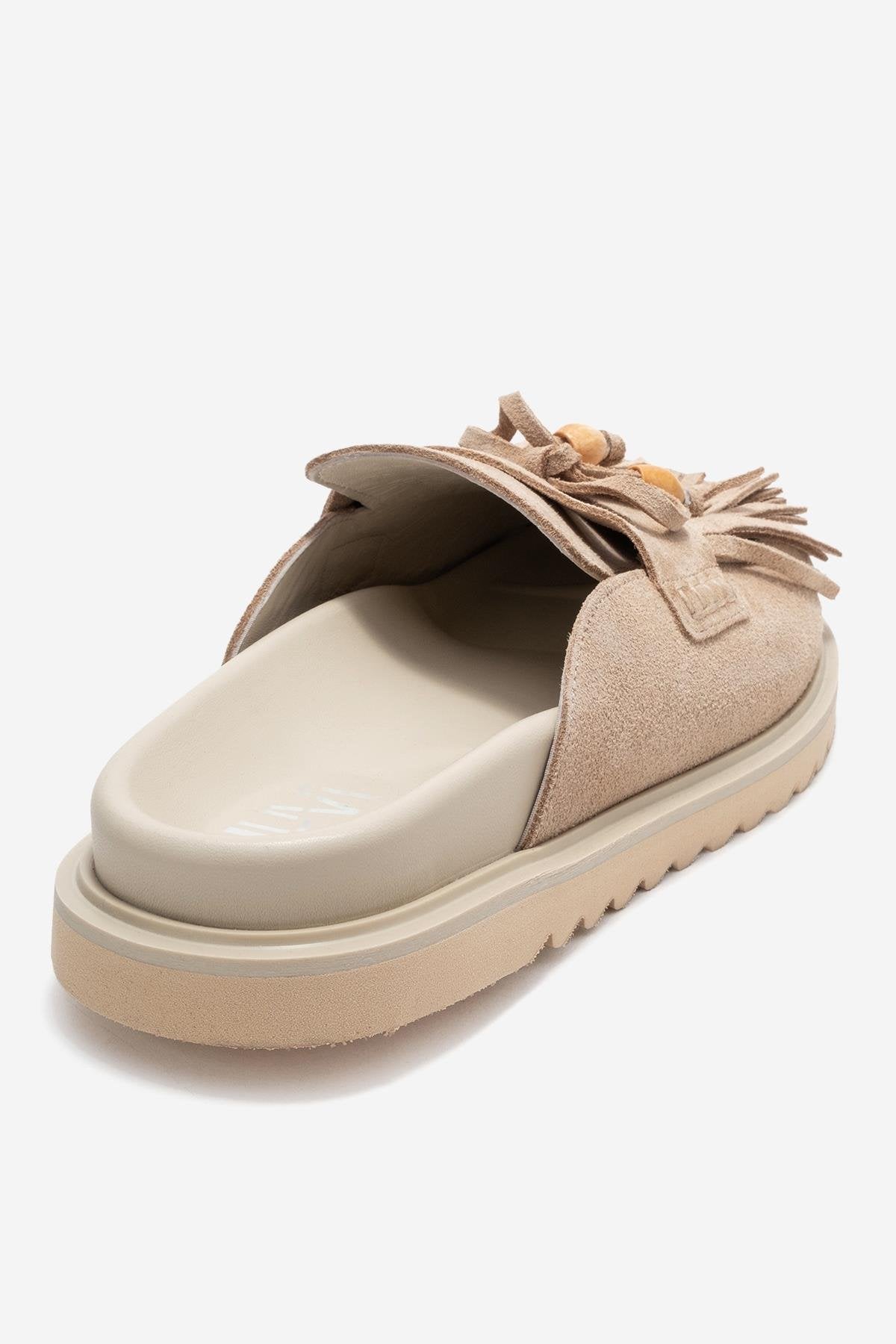 Carol - Beige Genuine Leather Closed-Toe Slipper (Women)
