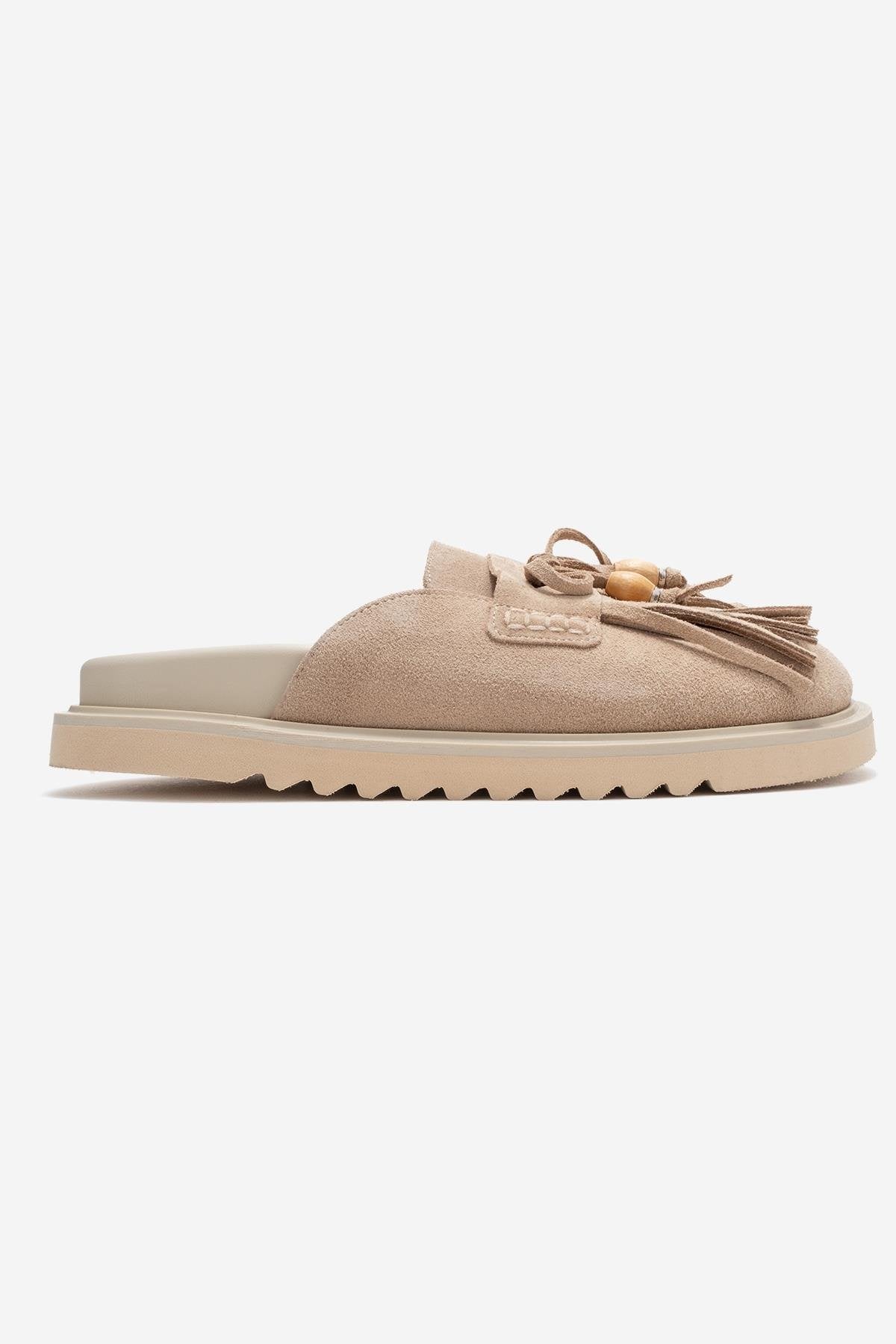 Carol - Beige Genuine Leather Closed-Toe Slipper (Women)