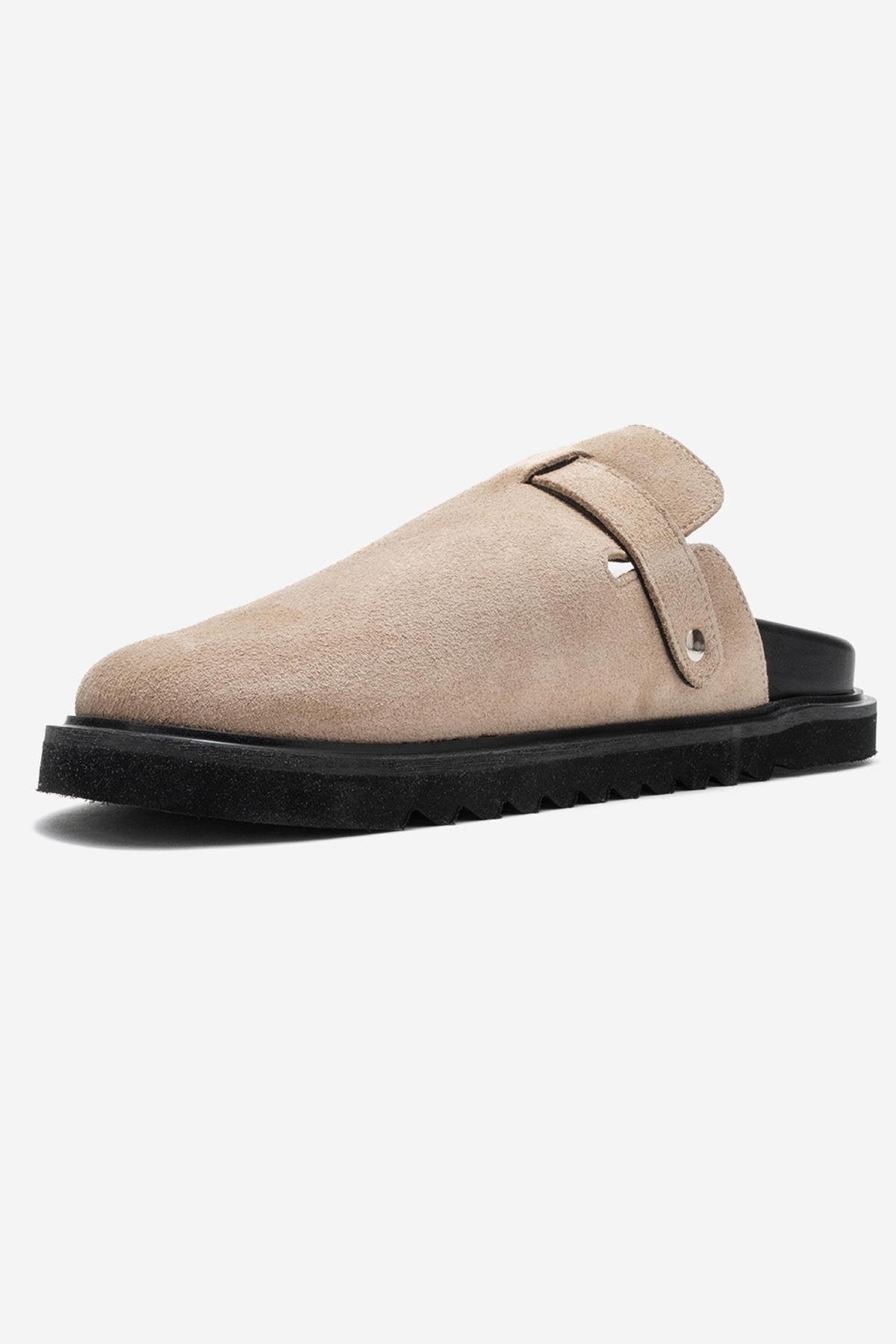 Vesta - Beige Genuine Leather Closed-Toe Slipper (Women)