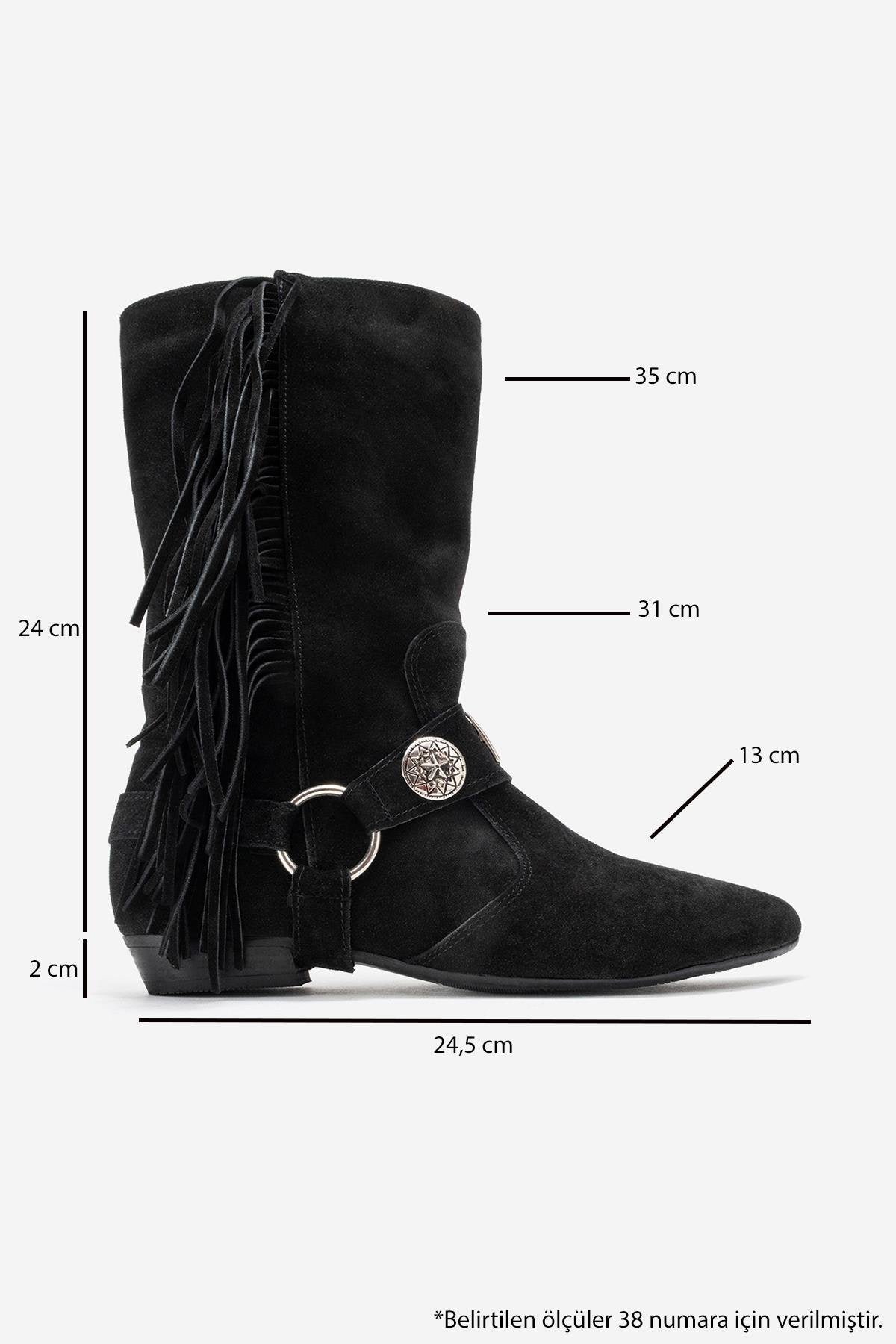 Selora - Black Genuine Leather Buckled Western Boot (Women)