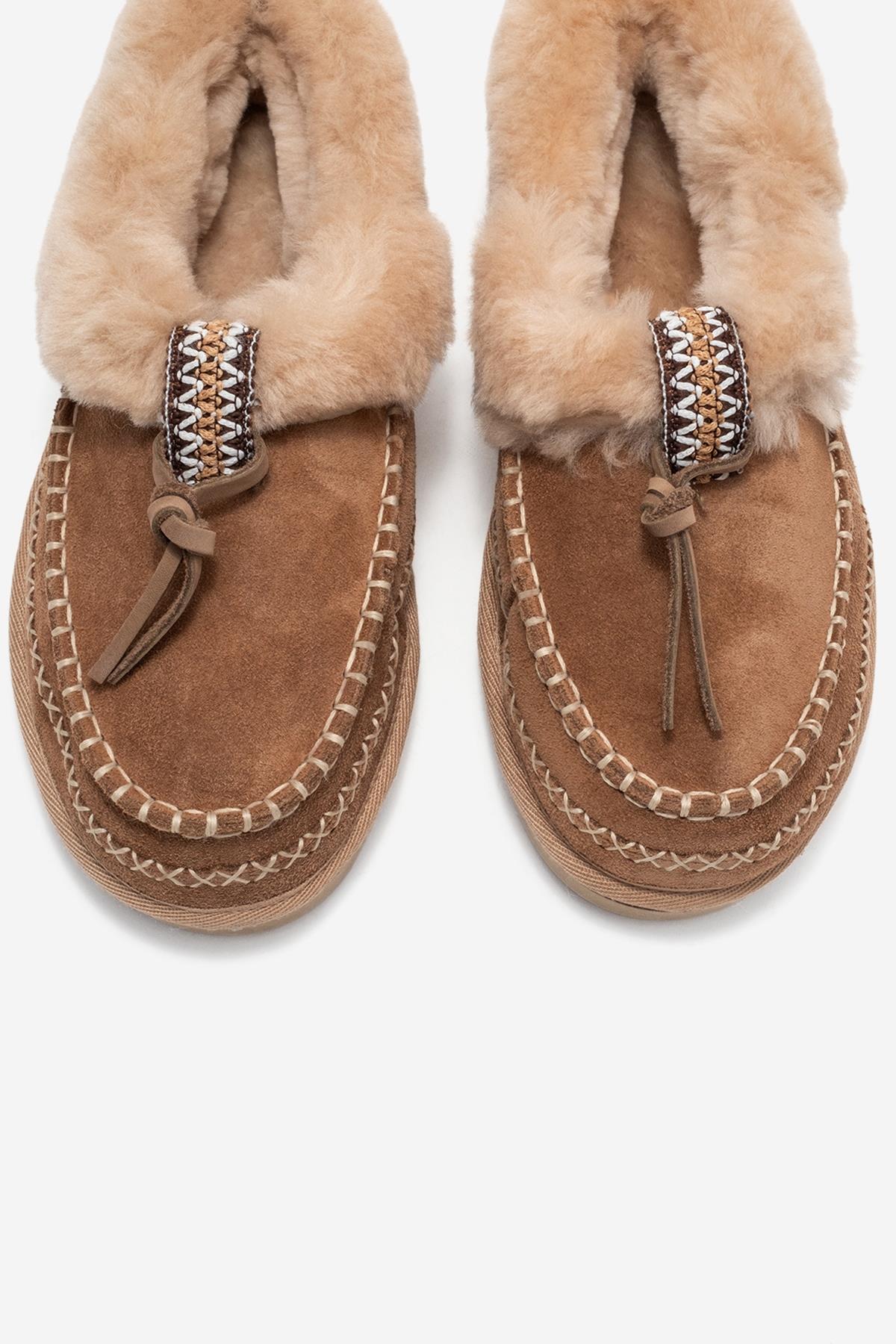 Noriel - Taupe Genuine Leather Moccasin Slipper (Women)