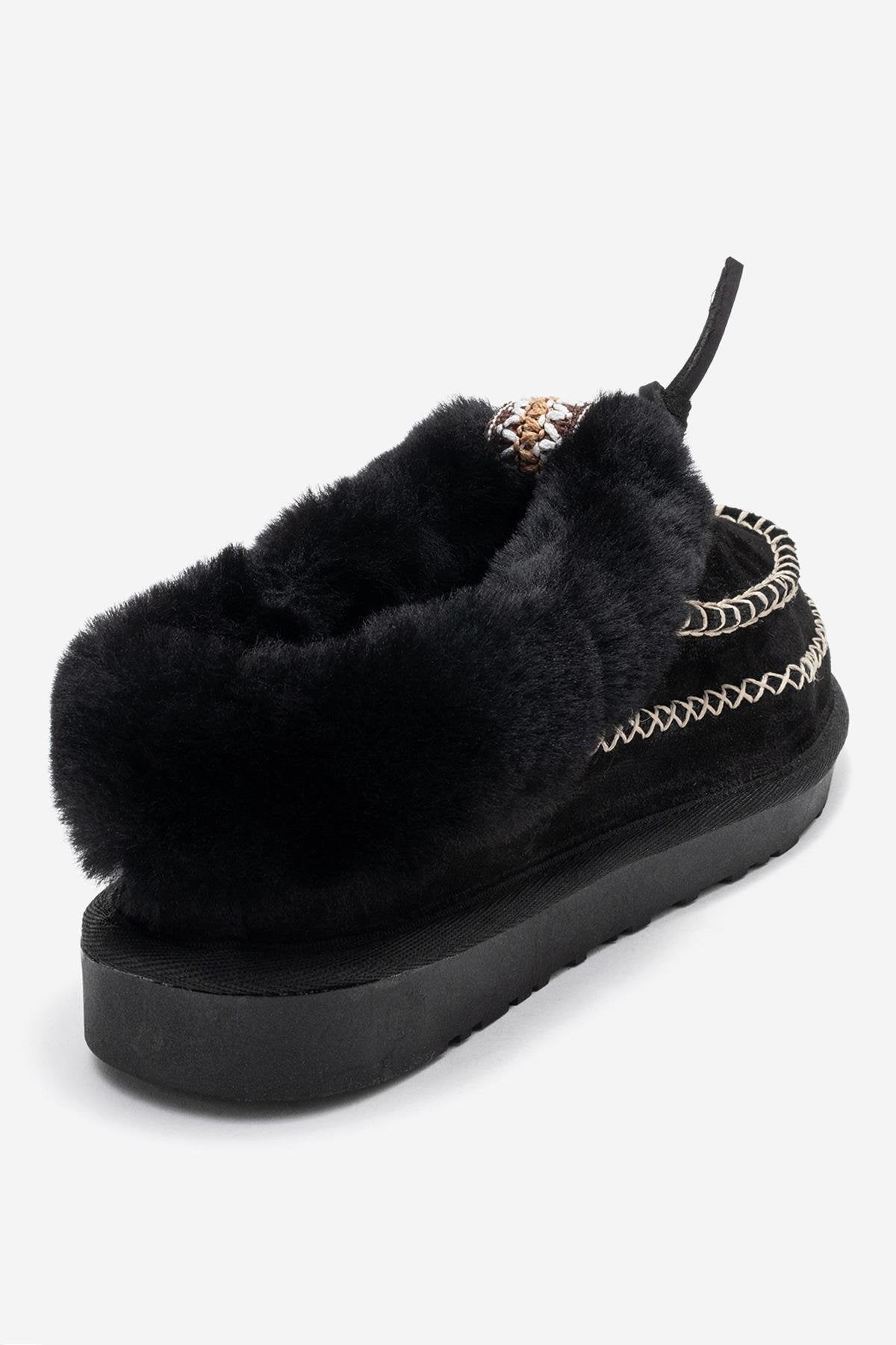 Noriel - Black Suede Genuine Leather Moccasin Slipper (Women)