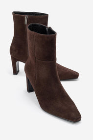 Kyoto - Brown Suede Genuine Leather Block Heel Boot (Women)
