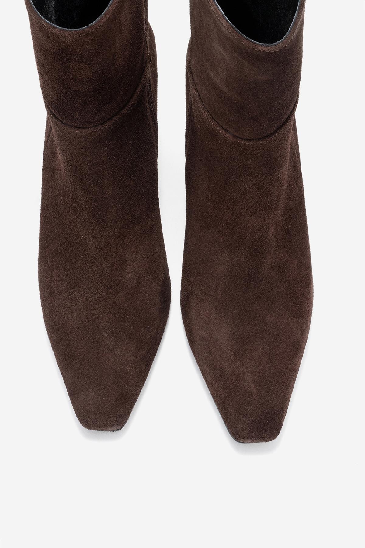 Kyoto - Brown Suede Genuine Leather Block Heel Boot (Women)
