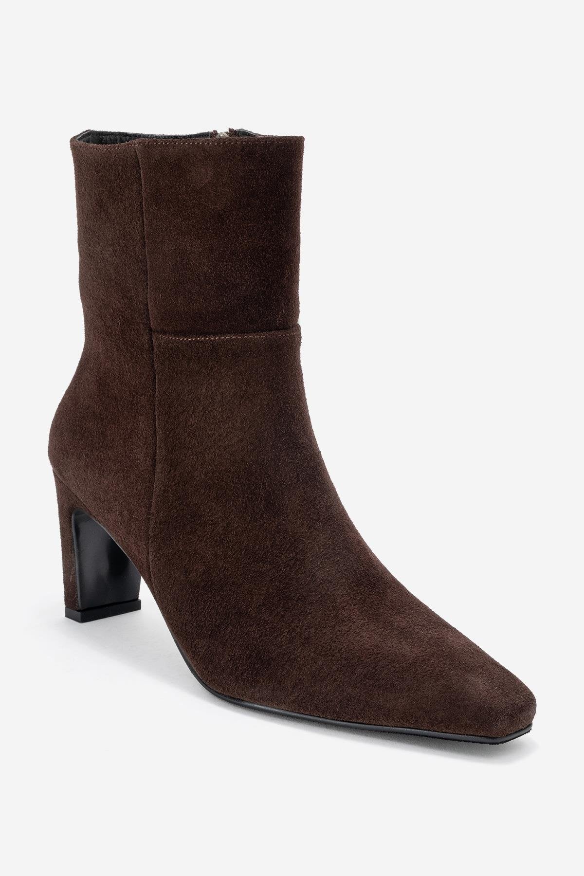 Kyoto - Brown Suede Genuine Leather Block Heel Boot (Women)