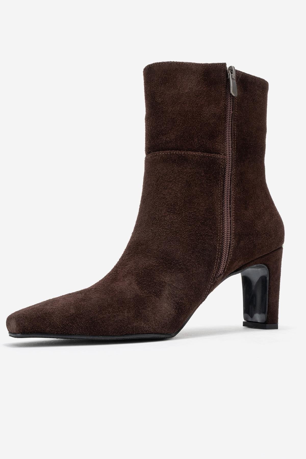 Kyoto - Brown Suede Genuine Leather Block Heel Boot (Women)