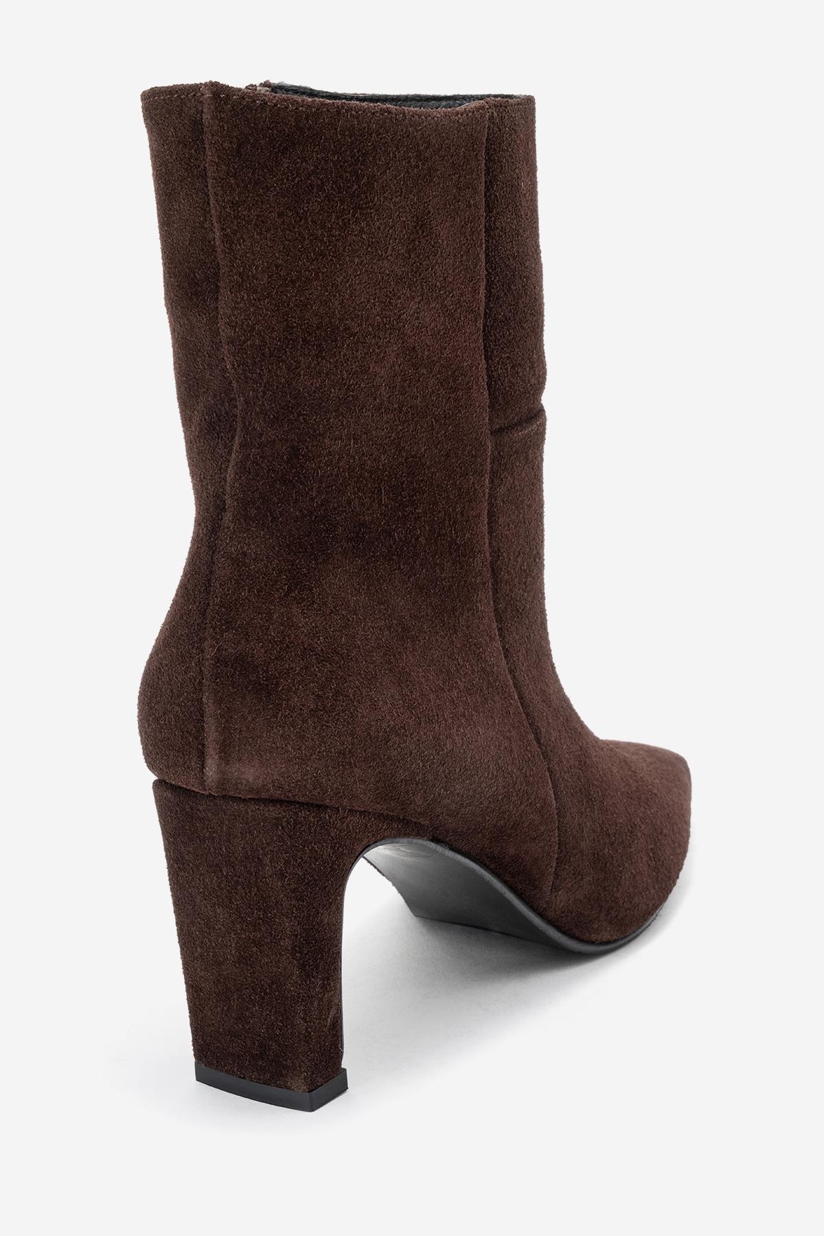 Kyoto - Brown Suede Genuine Leather Block Heel Boot (Women)