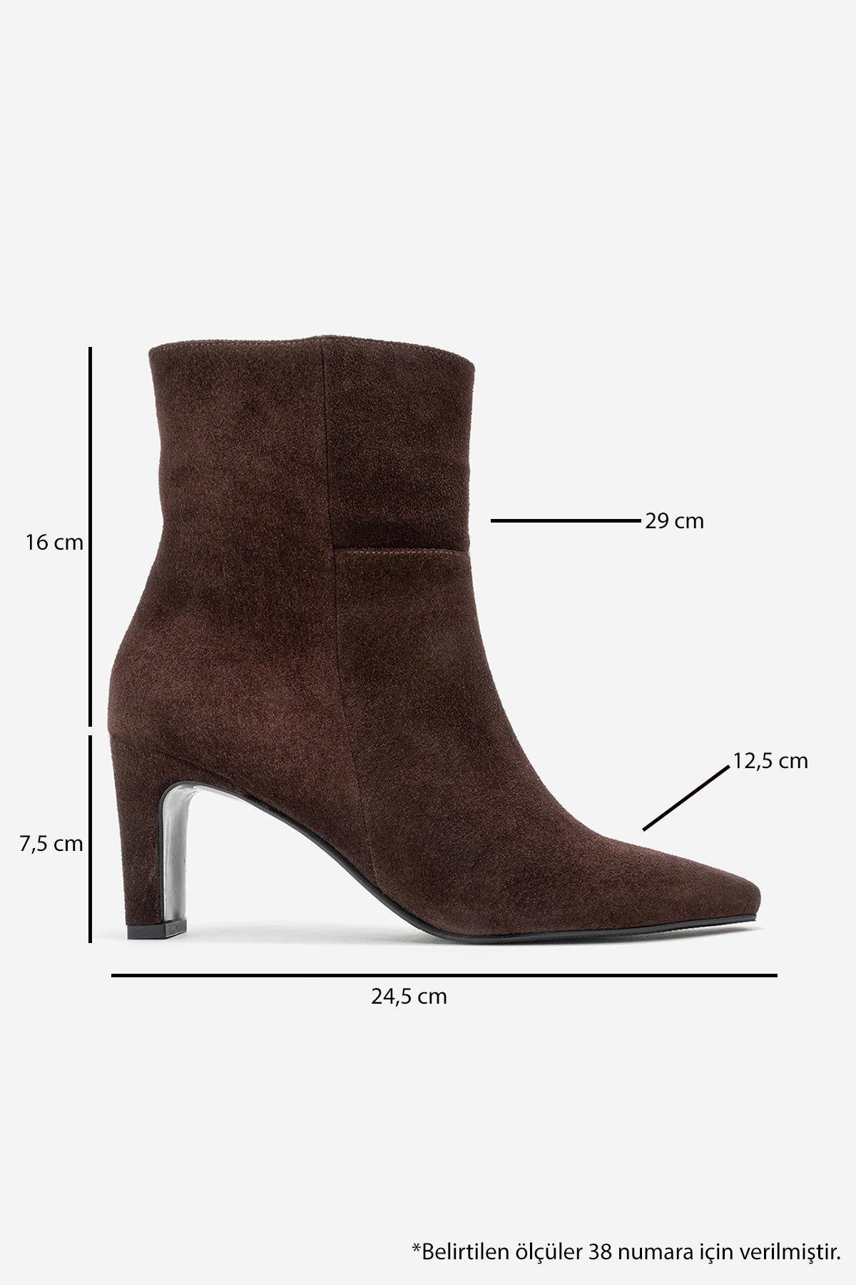 Kyoto - Brown Suede Genuine Leather Block Heel Boot (Women)