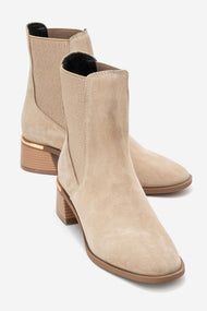 Neiva - Beige Suede Genuine Leather Chelsea Boot (Women)