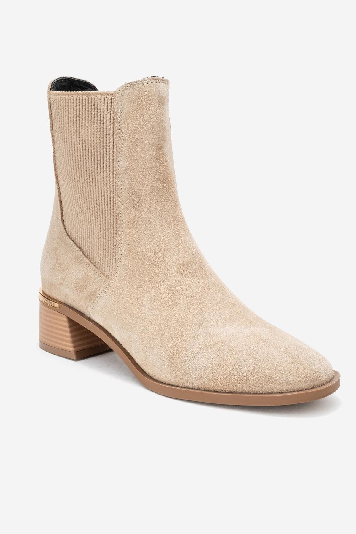 Neiva - Beige Suede Genuine Leather Chelsea Boot (Women)