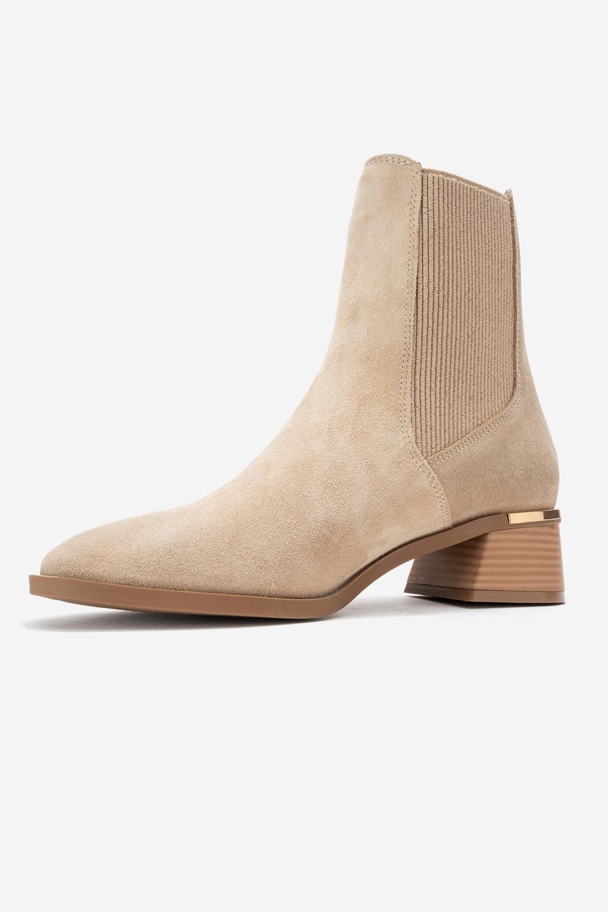 Neiva - Beige Suede Genuine Leather Chelsea Boot (Women)