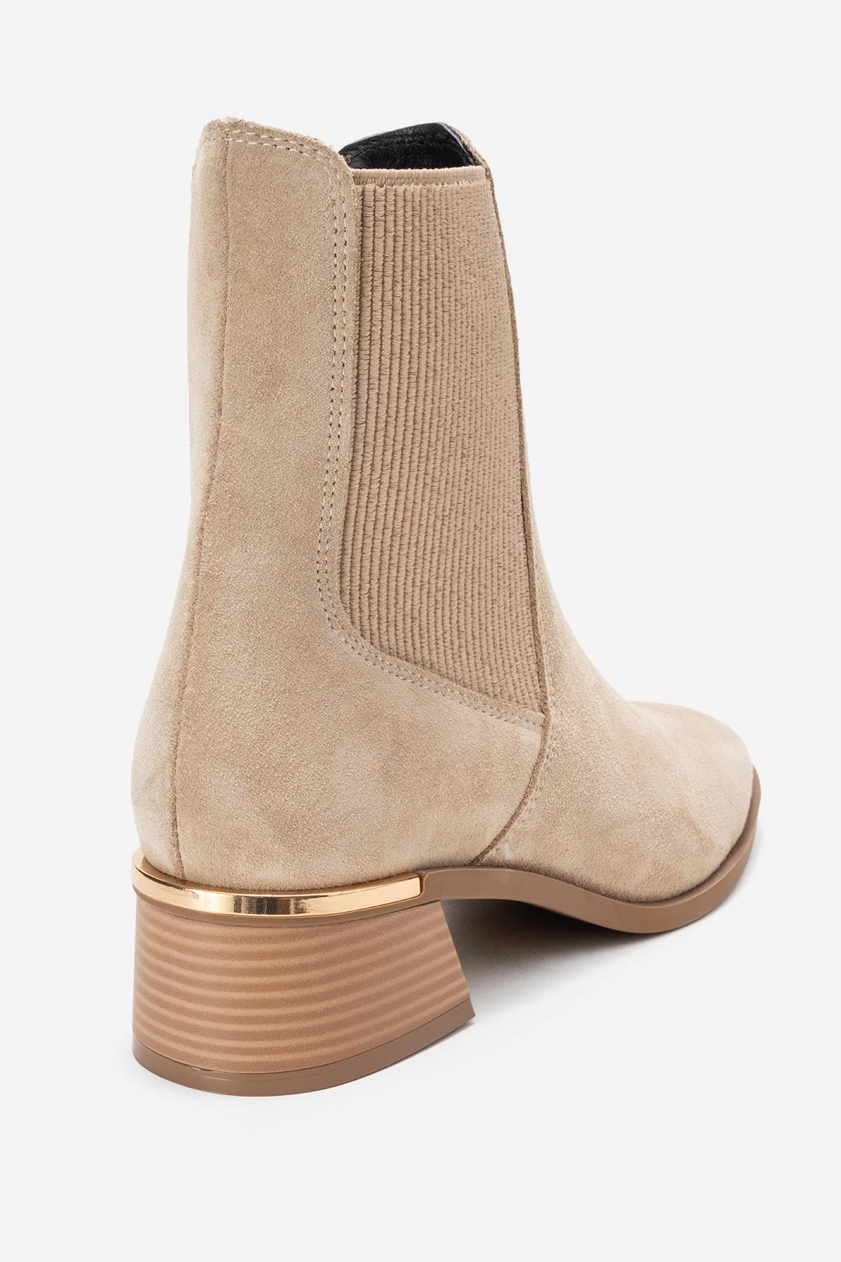 Neiva - Beige Suede Genuine Leather Chelsea Boot (Women)