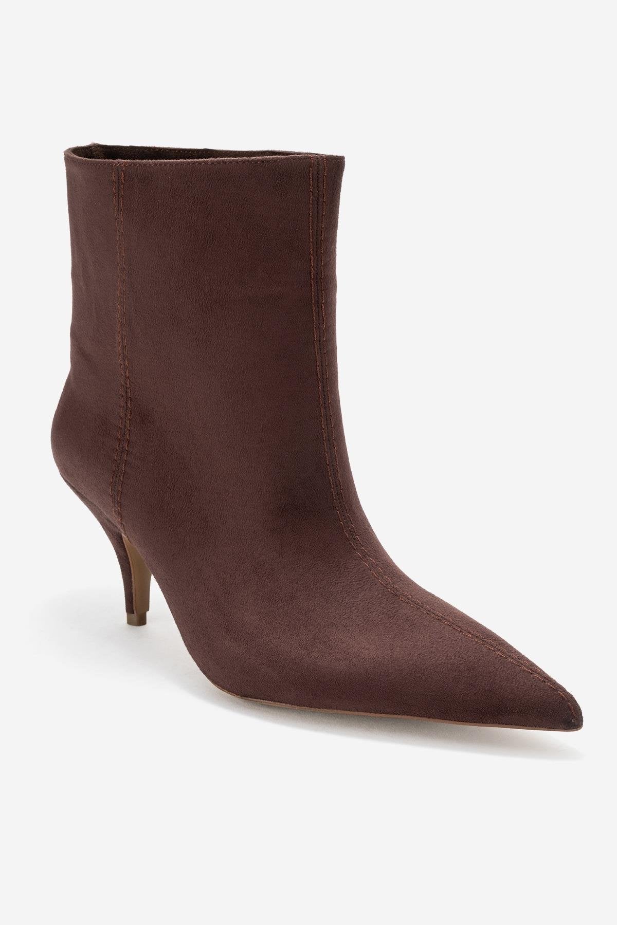 Brivelle - Brown Kitten Heel Pointed Toe Boot (Women)