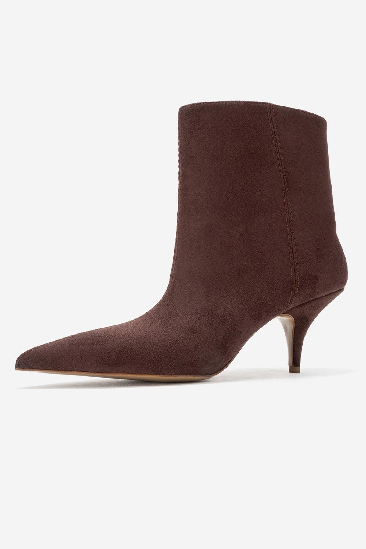 Brivelle - Brown Kitten Heel Pointed Toe Boot (Women)