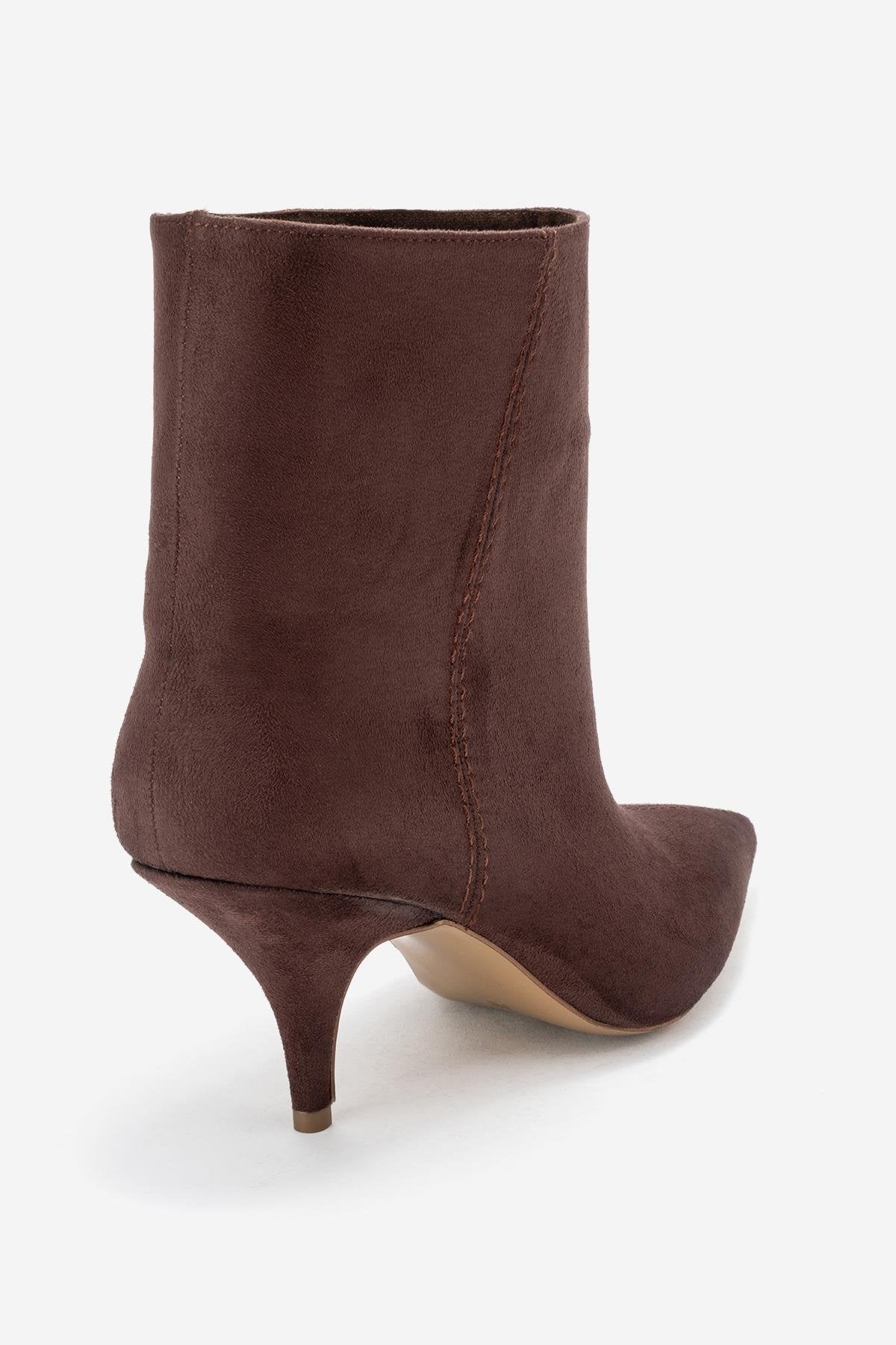 Brivelle - Brown Kitten Heel Pointed Toe Boot (Women)