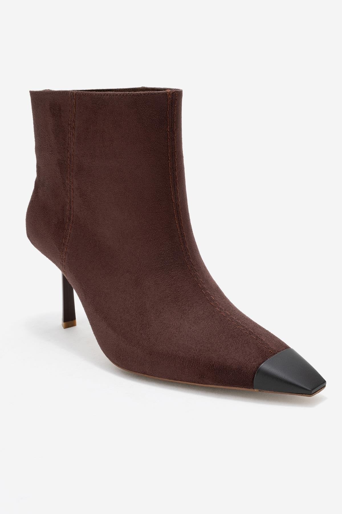 Rassel - Brown Suede Matte Toe Slim Heel Boot (Women)
