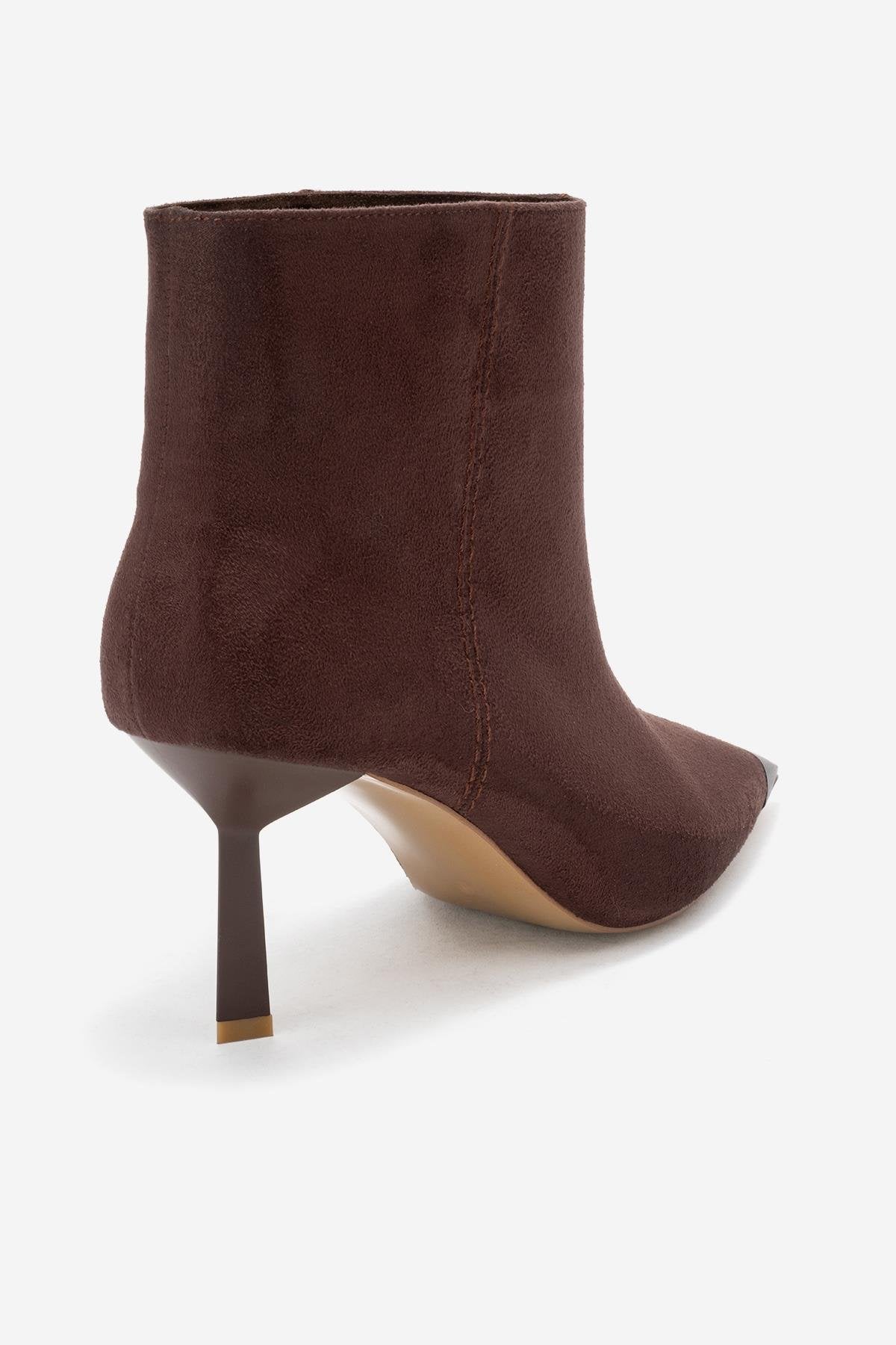 Rassel - Brown Suede Matte Toe Slim Heel Boot (Women)