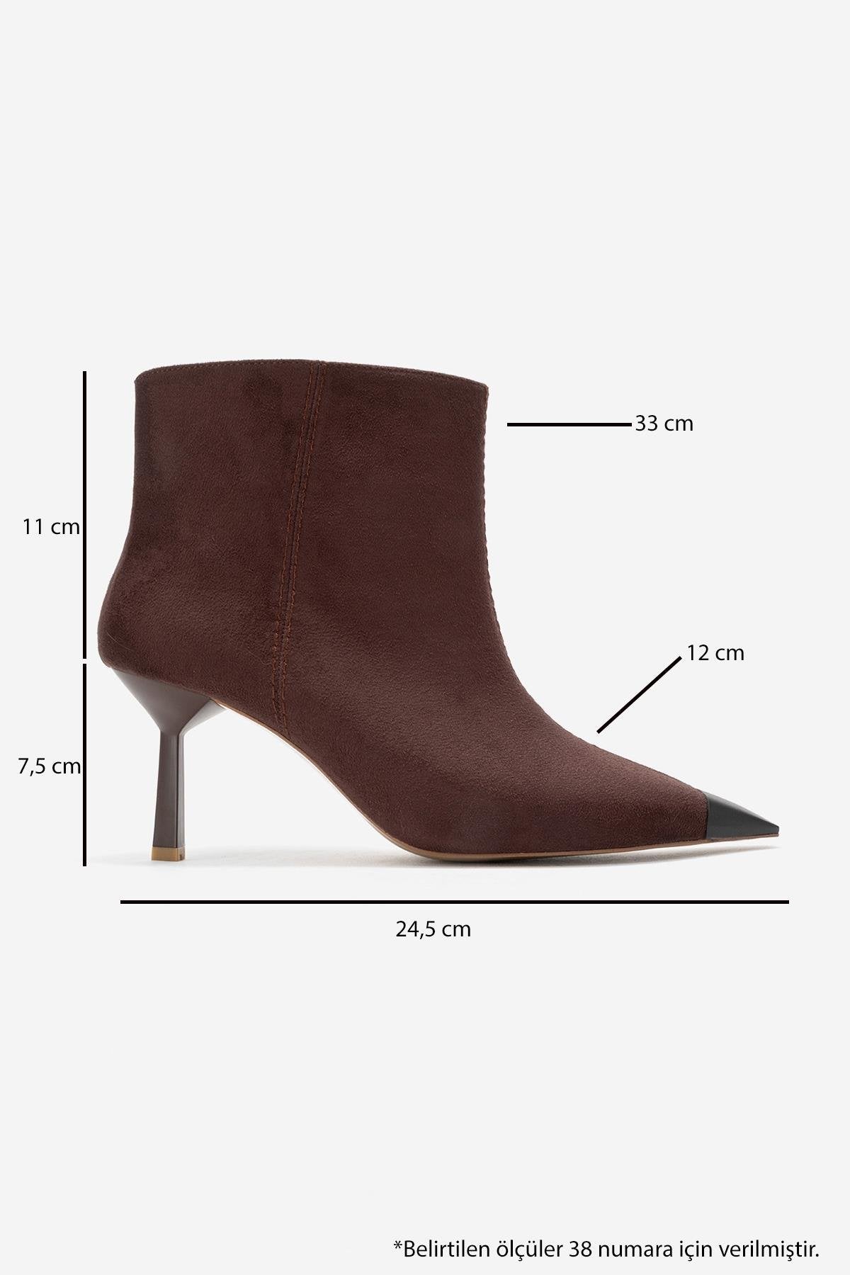 Rassel - Brown Suede Matte Toe Slim Heel Boot (Women)