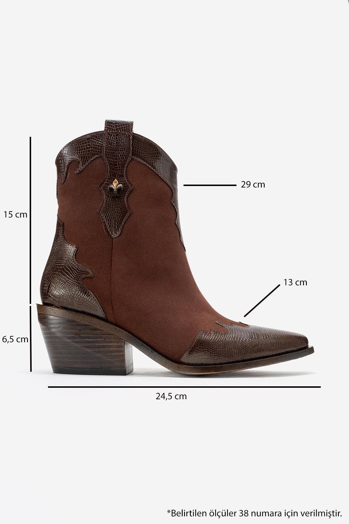 Loel - Brown Suede Patterned Chunky Western Boot (Women)