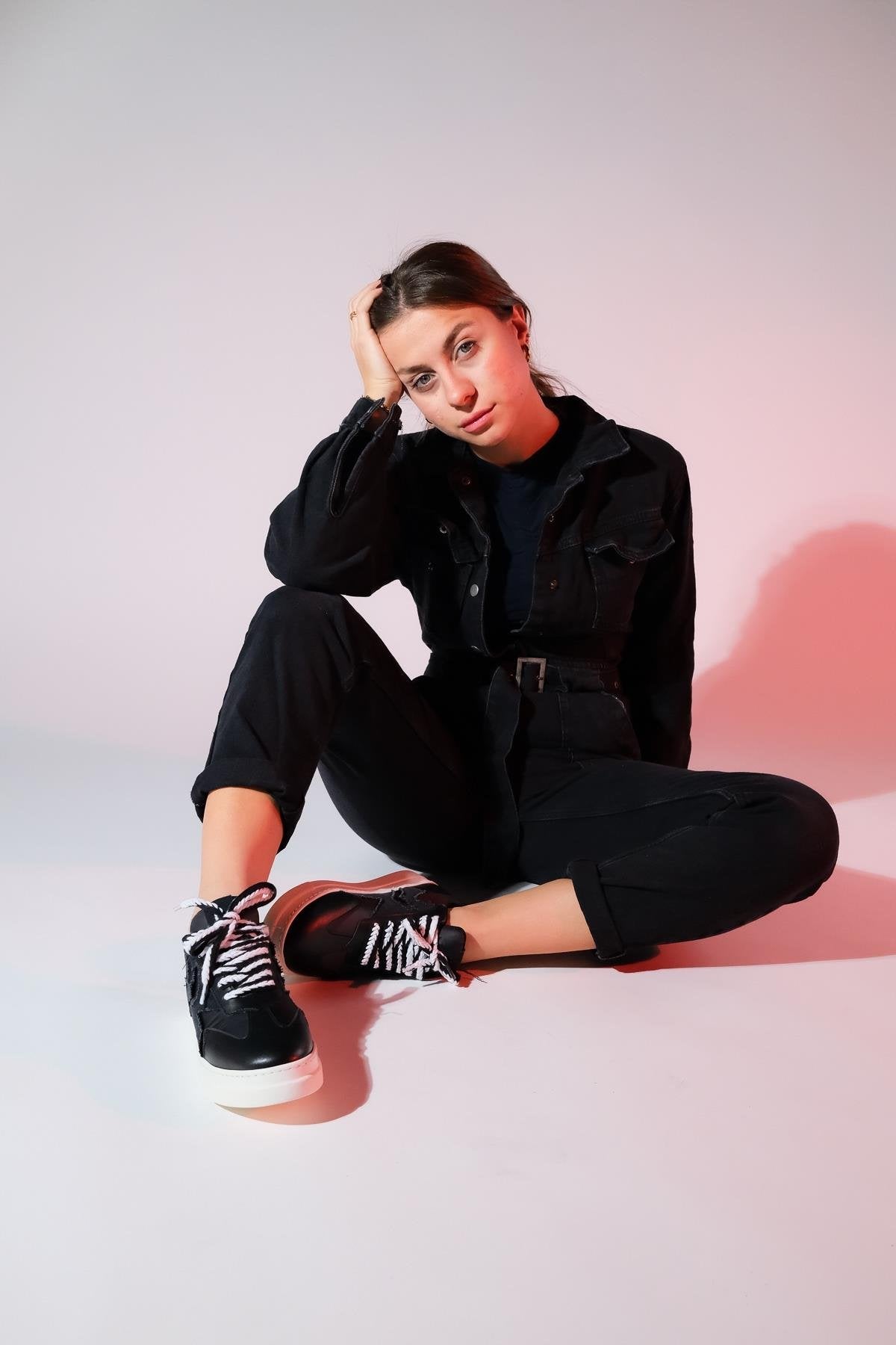 Sande - Black Denim Detail Sport Sneaker (Women)