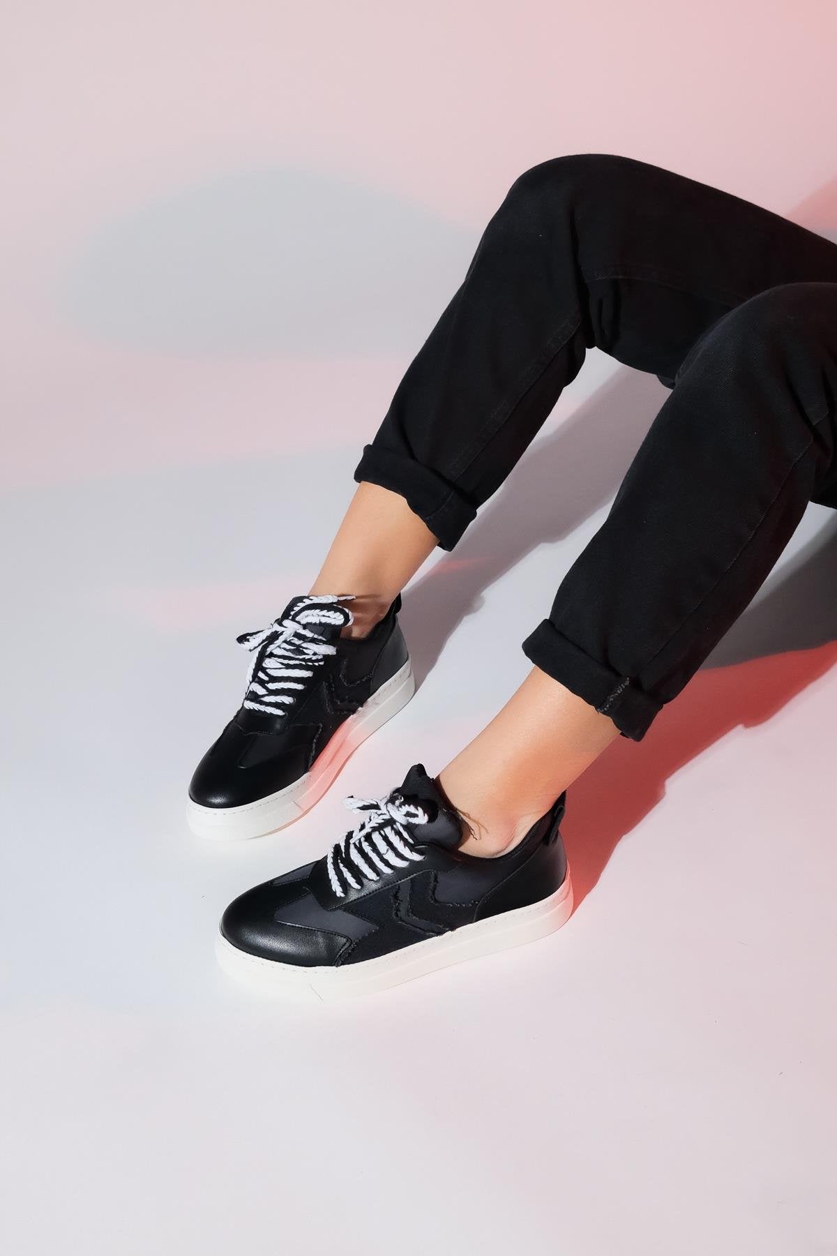 Sande - Black Denim Detail Sport Sneaker (Women)