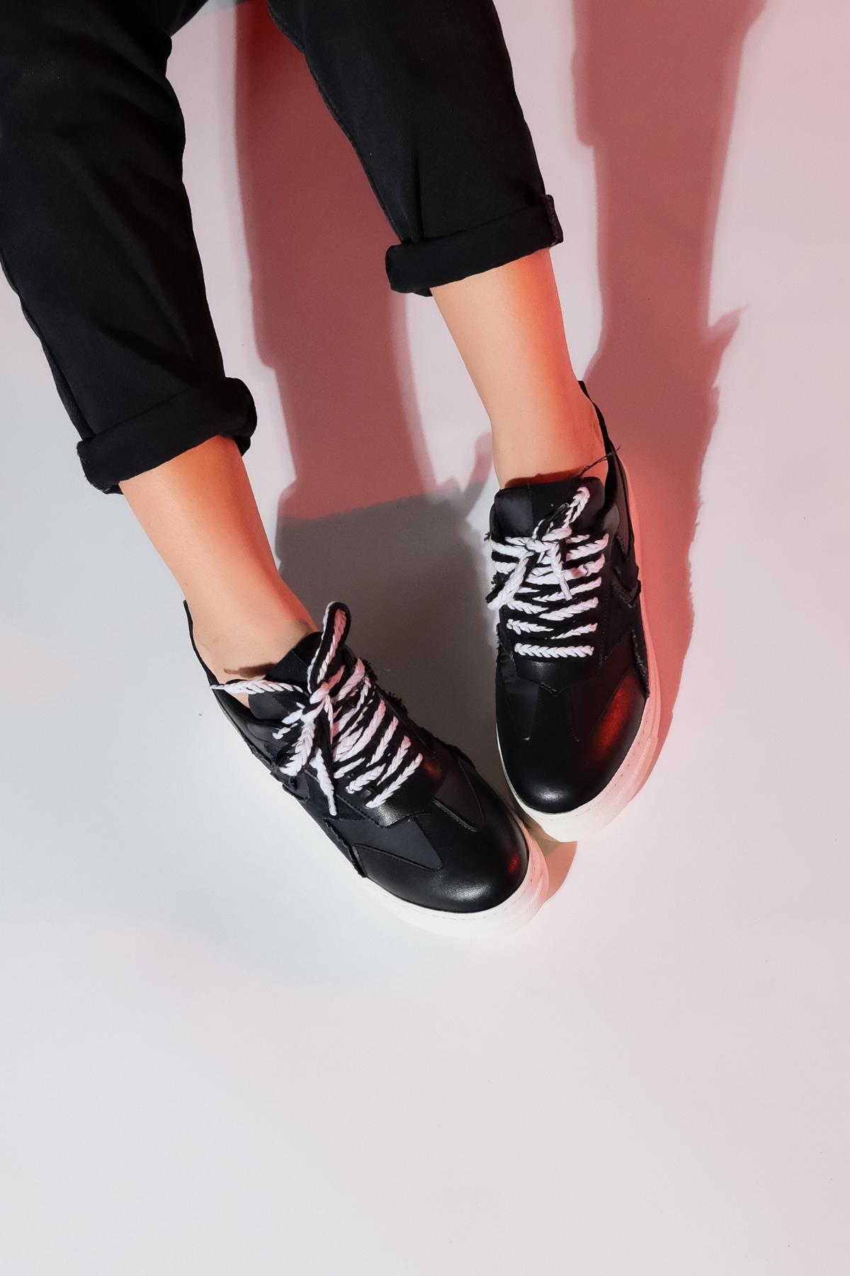 Sande - Black Denim Detail Sport Sneaker (Women)