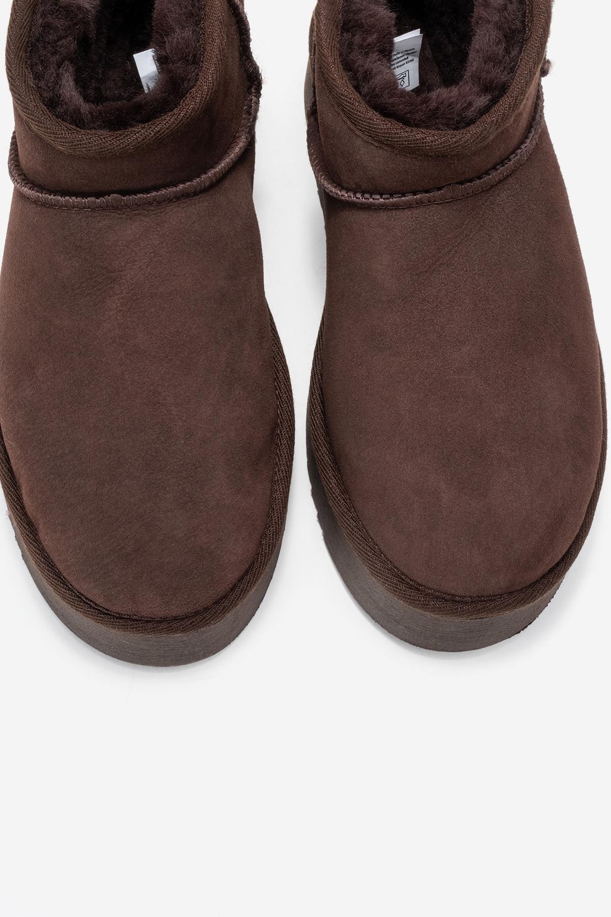 Havana - Brown Suede Genuine Leather Fur-Lined Platform Ankle Boot (Women)