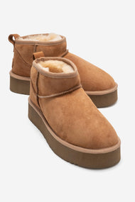 Havana - Tan Suede Genuine Leather Platform Mini Boot (Women)