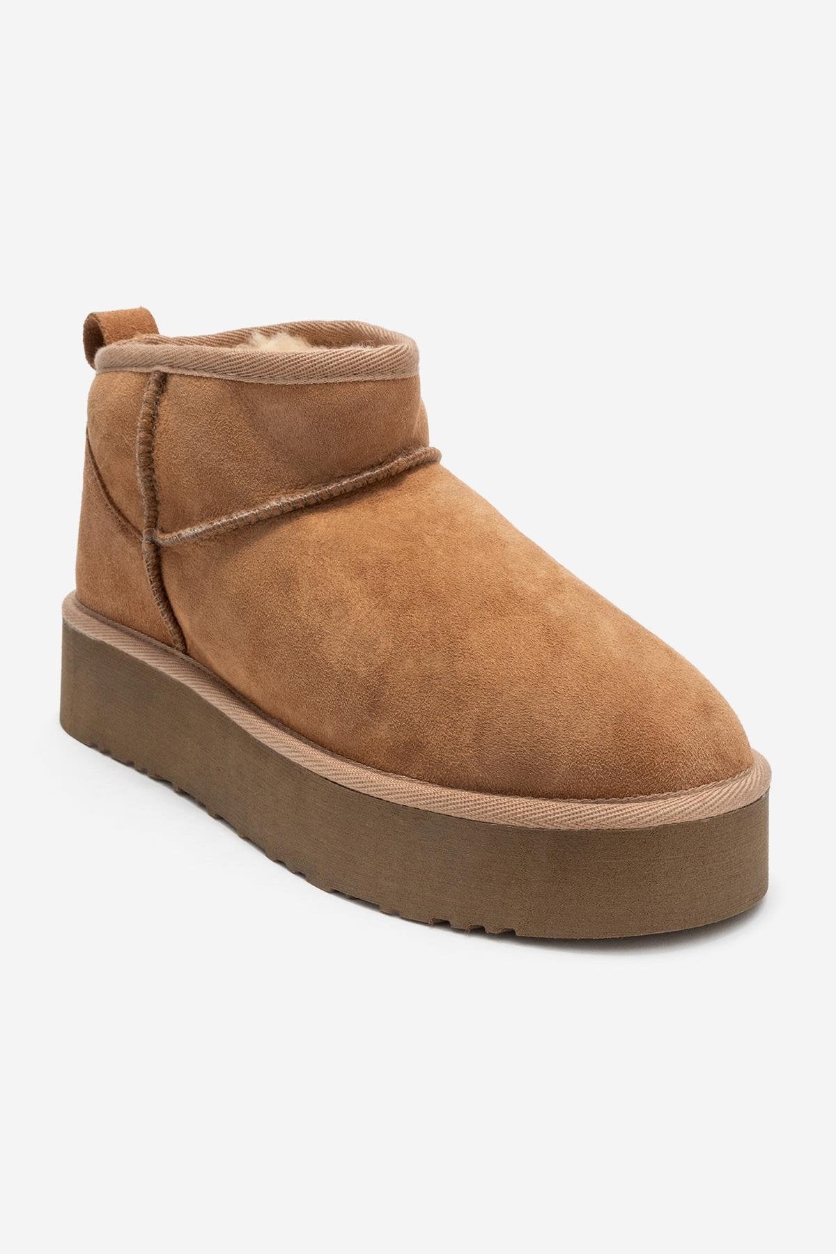 Havana - Tan Suede Genuine Leather Platform Mini Boot (Women)