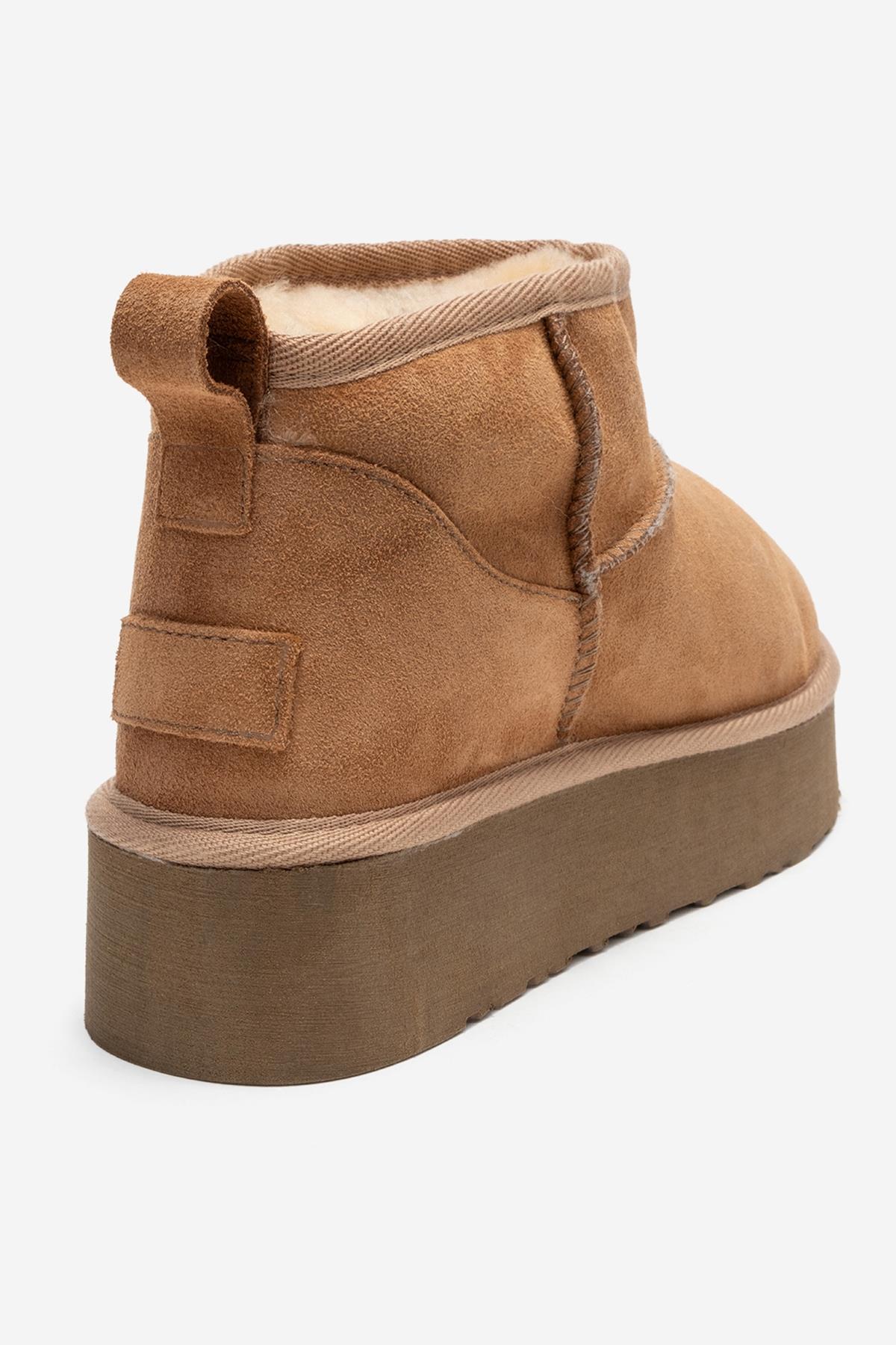 Havana - Tan Suede Genuine Leather Platform Mini Boot (Women)