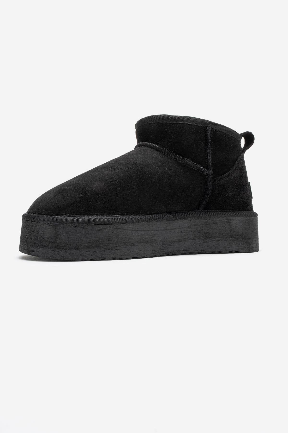 Havana - Black Suede Genuine Leather Platform Mini Boot (Women)