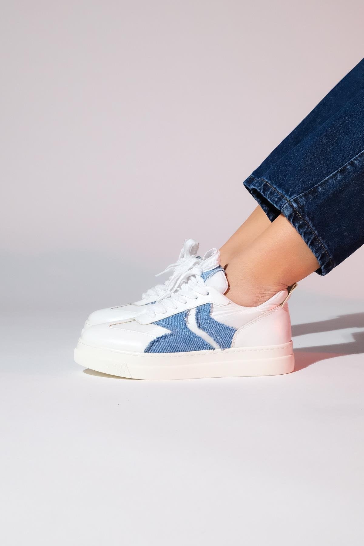 Sande - White Denim Detail Sport Sneaker (Women)