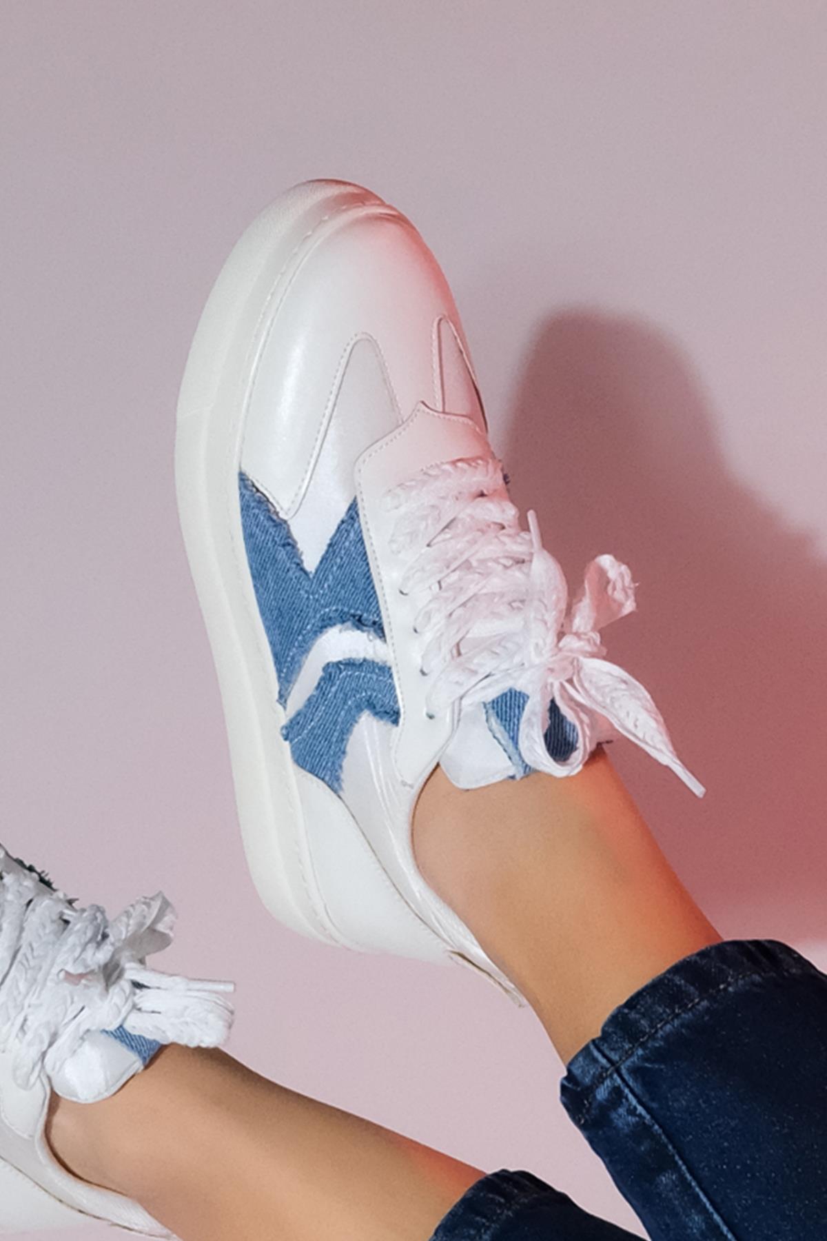 Sande - White Denim Detail Sport Sneaker (Women)