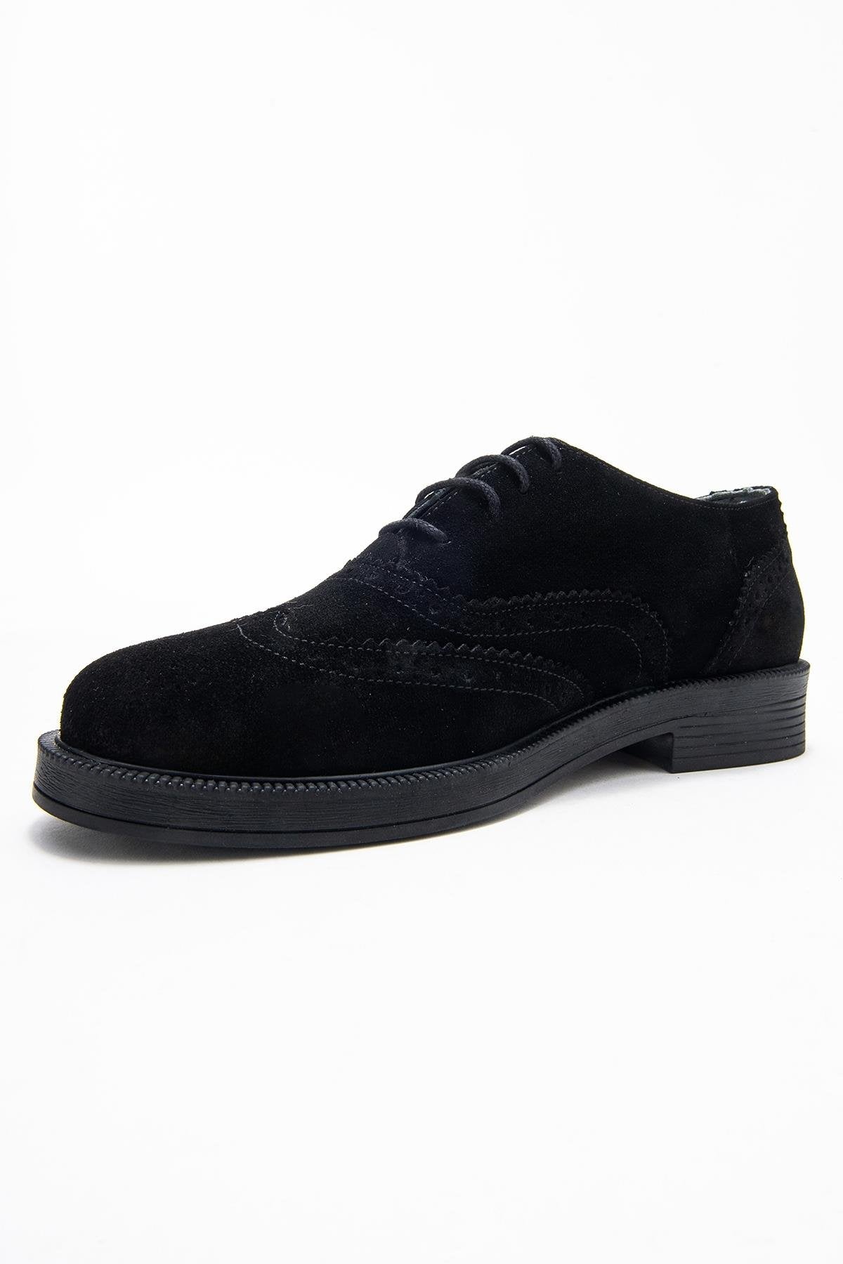 Avra - Black Suede Genuine Leather Oxford Shoe (Women)