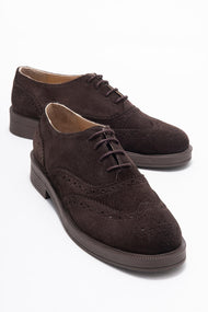 Avra - Brown Suede Genuine Leather Oxford Shoe (Women)