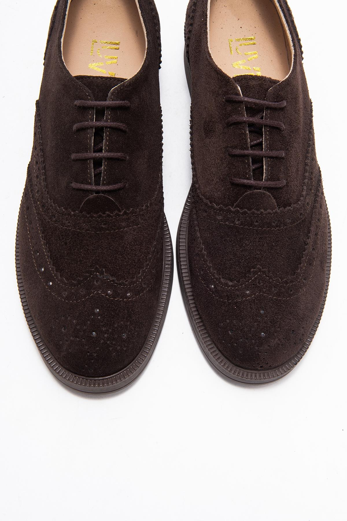 Avra - Brown Suede Genuine Leather Oxford Shoe (Women)