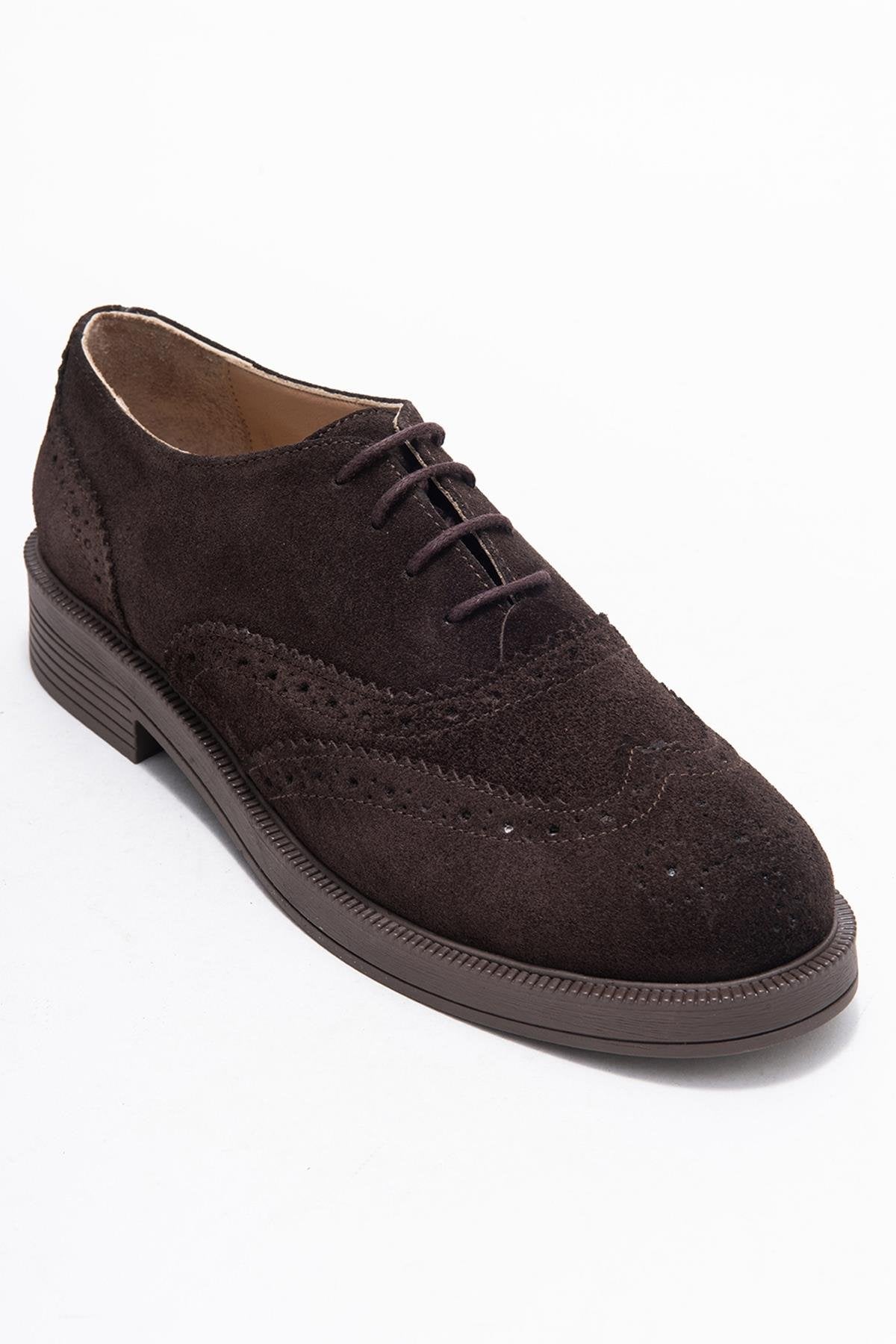 Avra - Brown Suede Genuine Leather Oxford Shoe (Women)